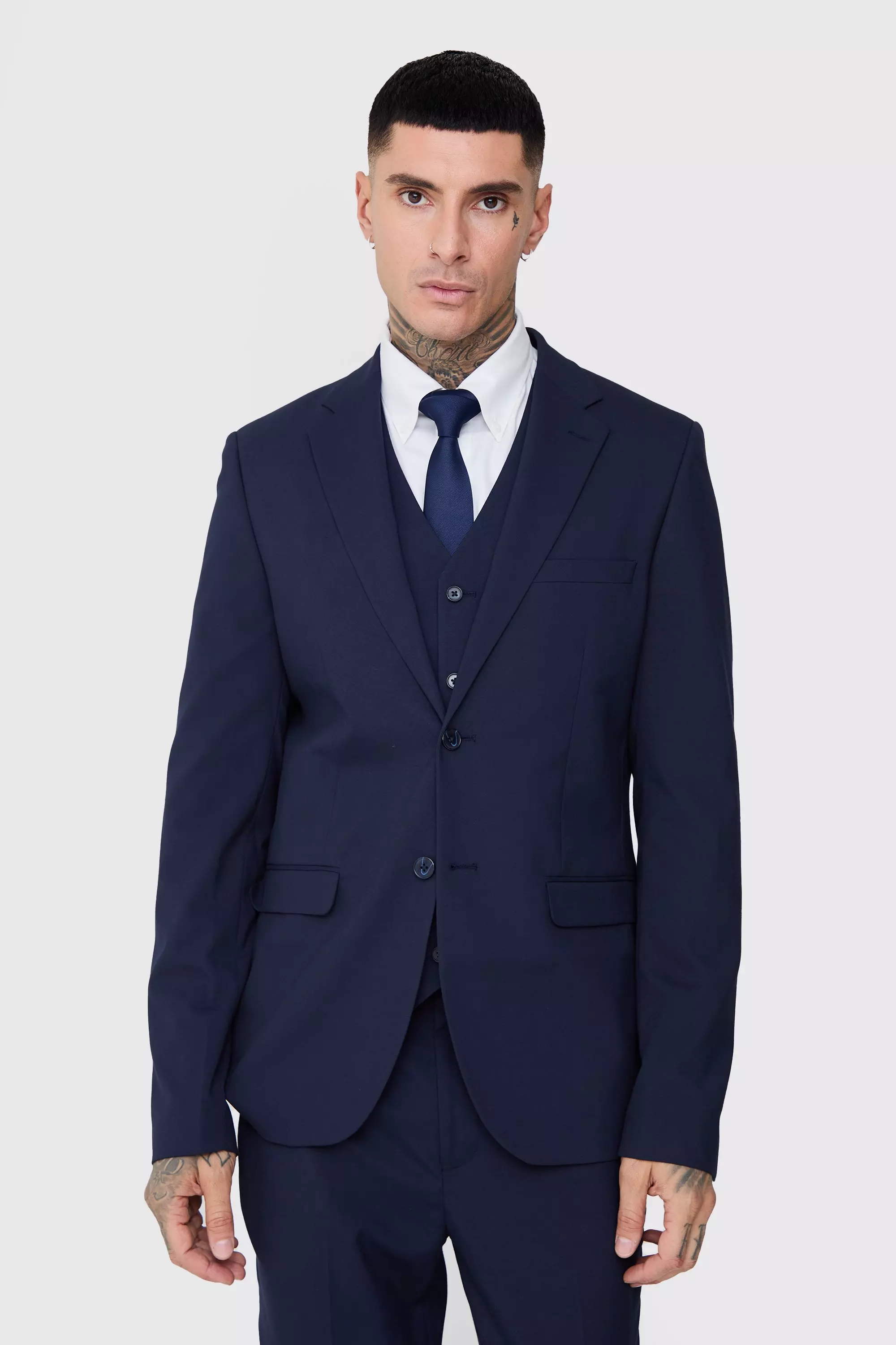 Navy Tall Essential Slim Fit Suit Jacket In Navy