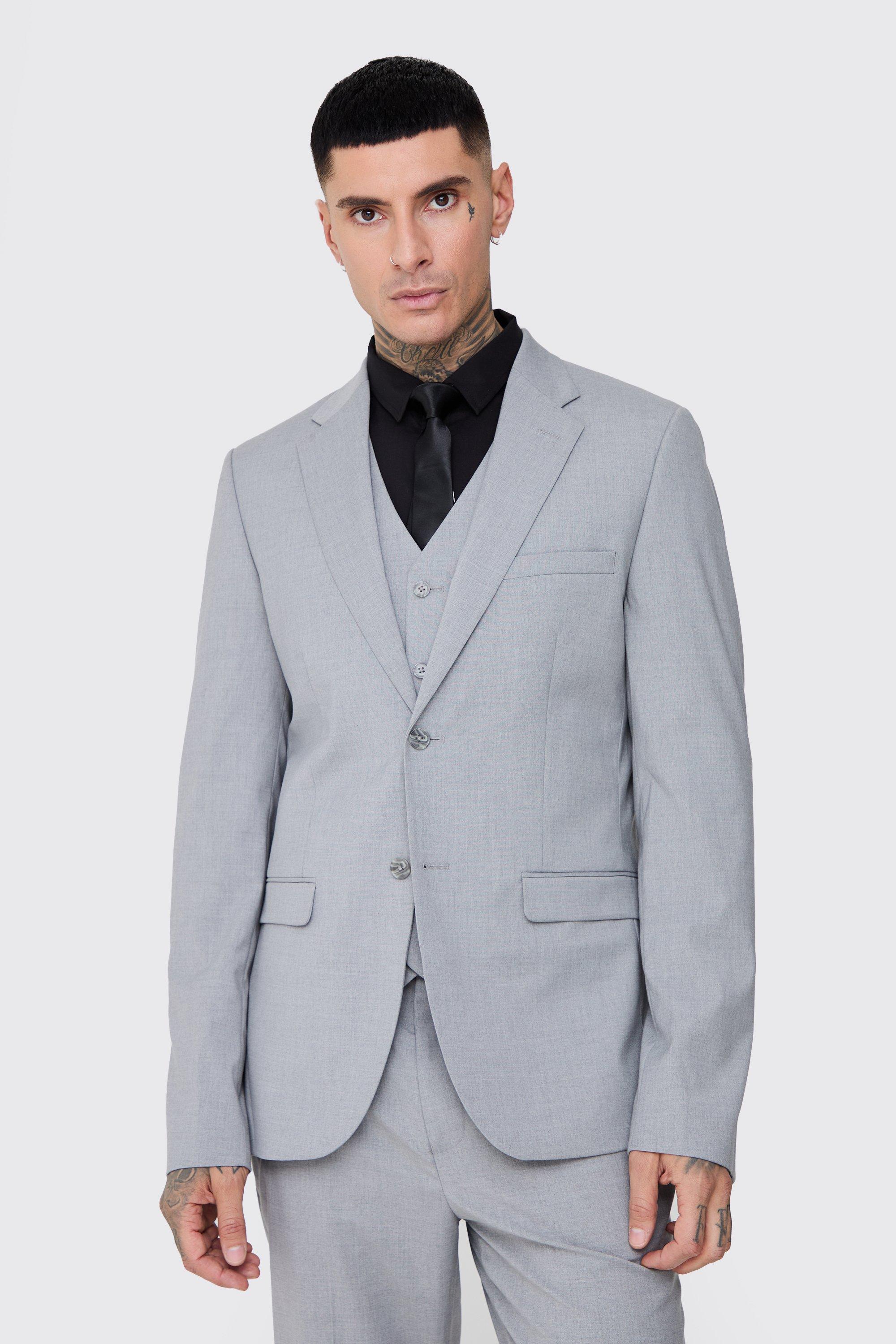 Tall Essential Slim Fit Suit Jacket In Grey