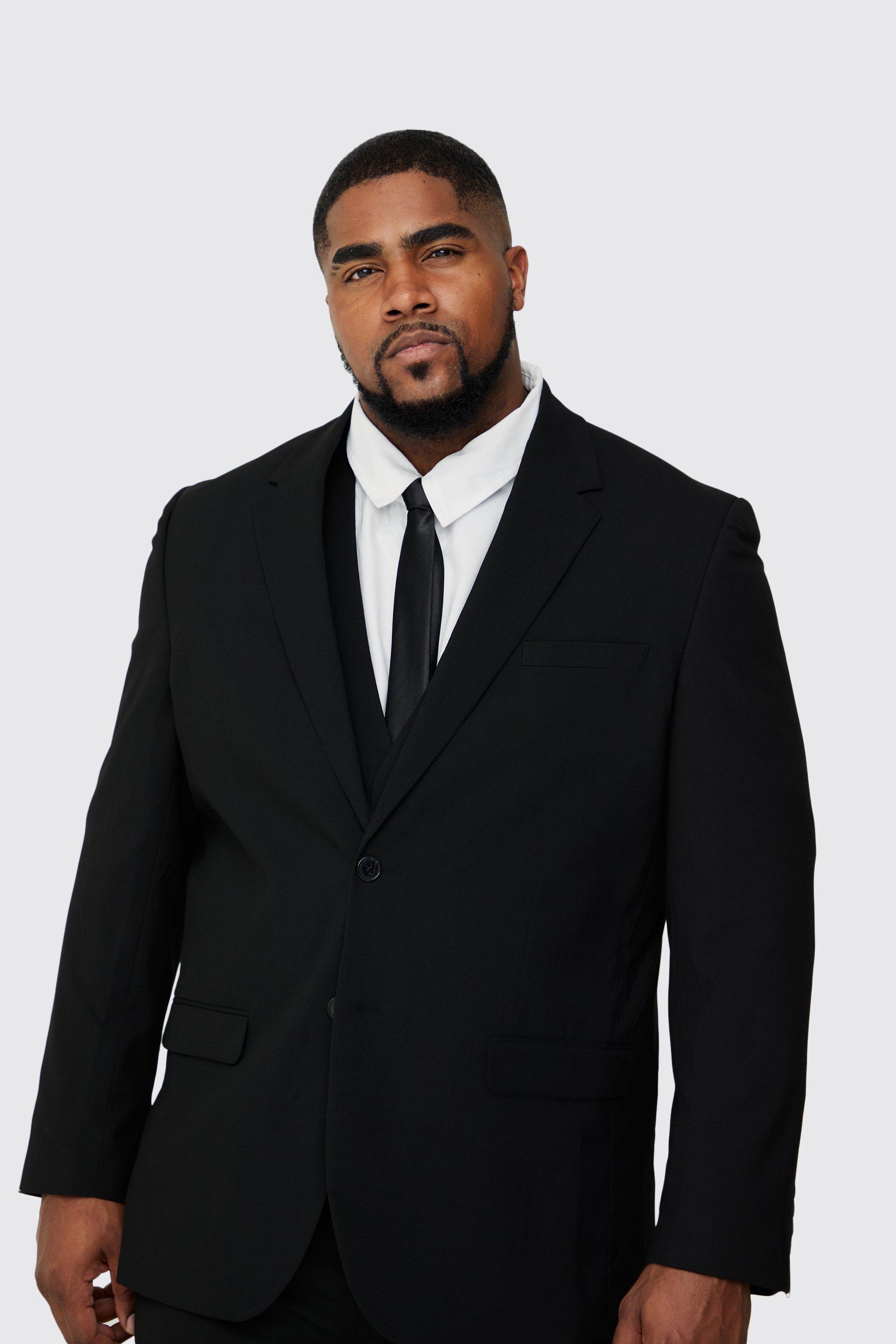 Plus Regular Fit Suit Jacket In Black