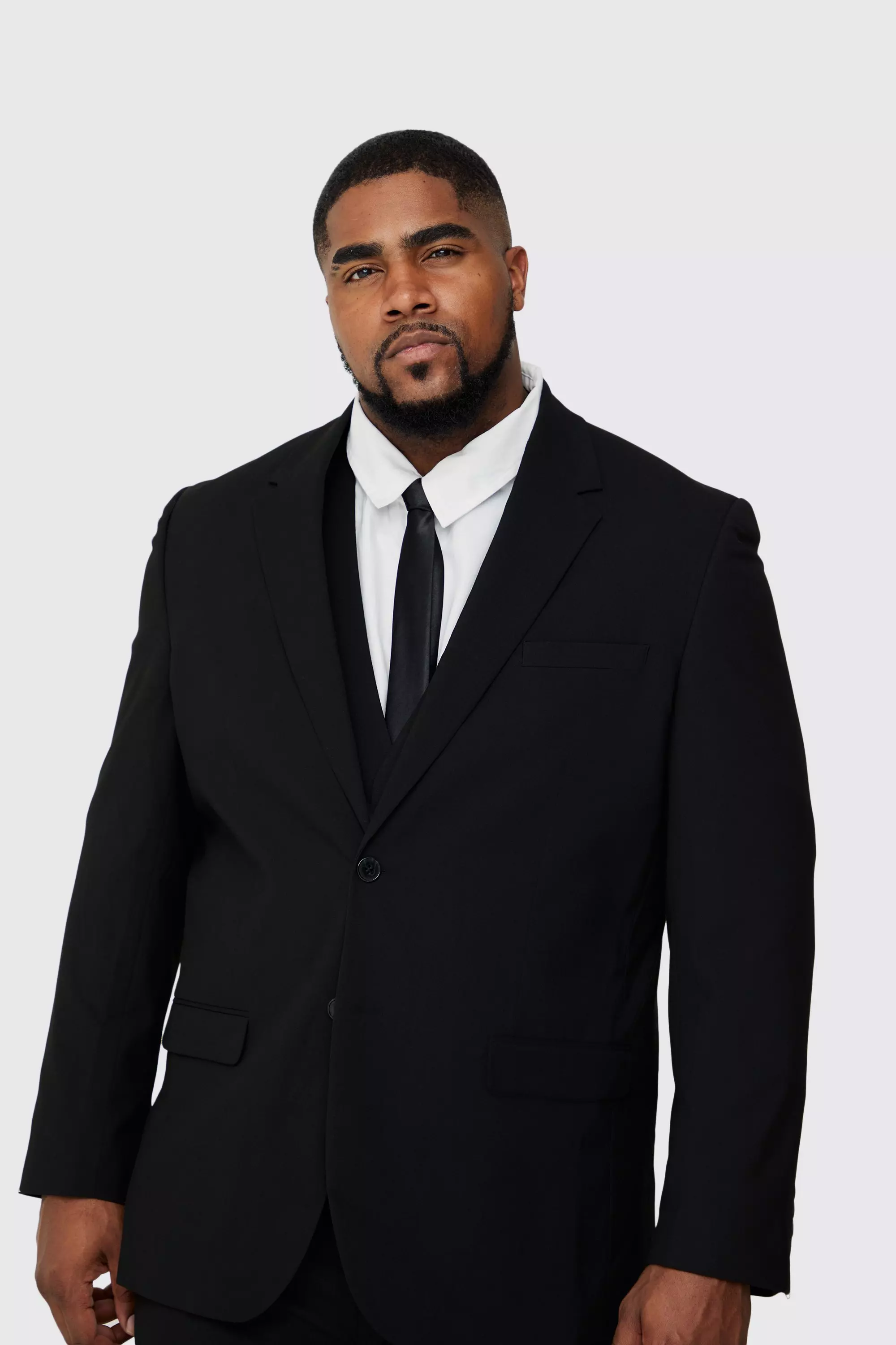 Plus Regular Fit Suit Jacket In Black Black