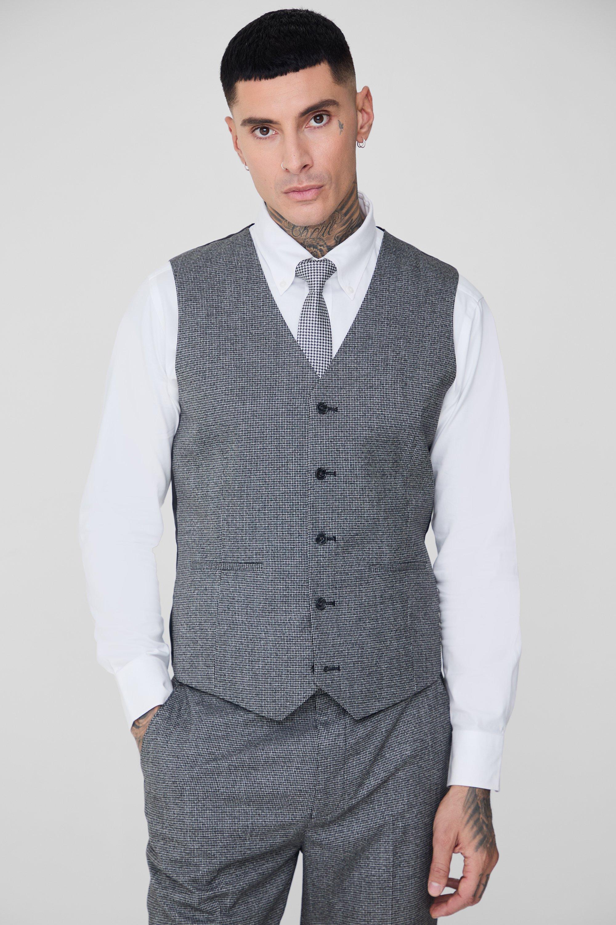 Grey Tall Mini Dogtooth Gilet