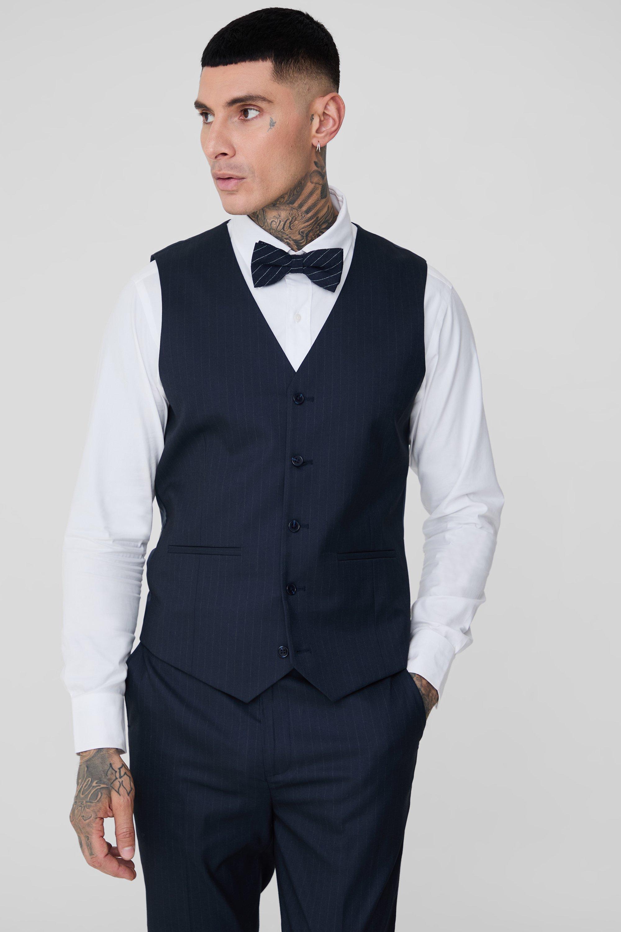 Tall Navy Pinstripe Waistcoat