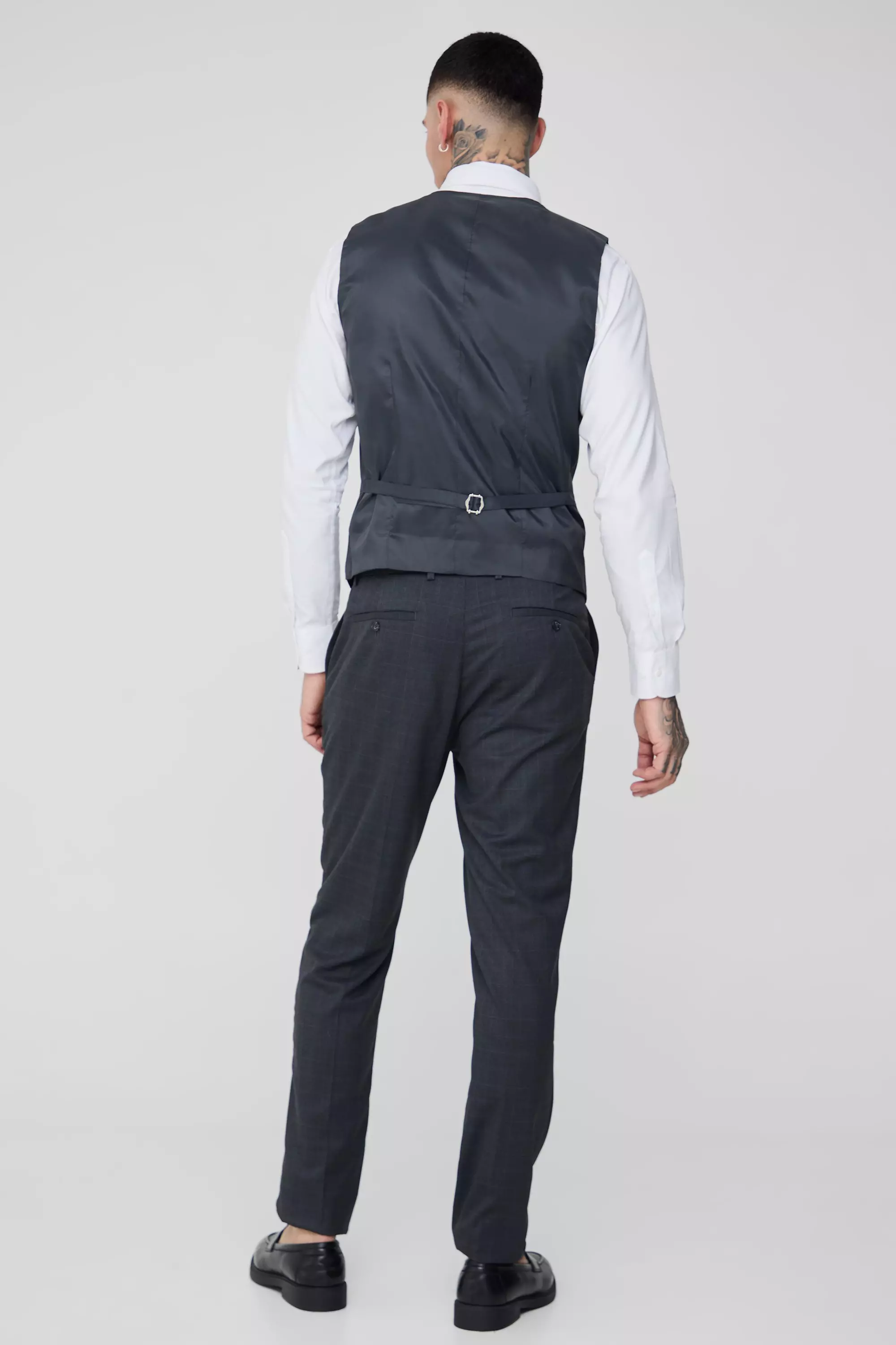 Tall Charcoal Check Waistcoat alternative image