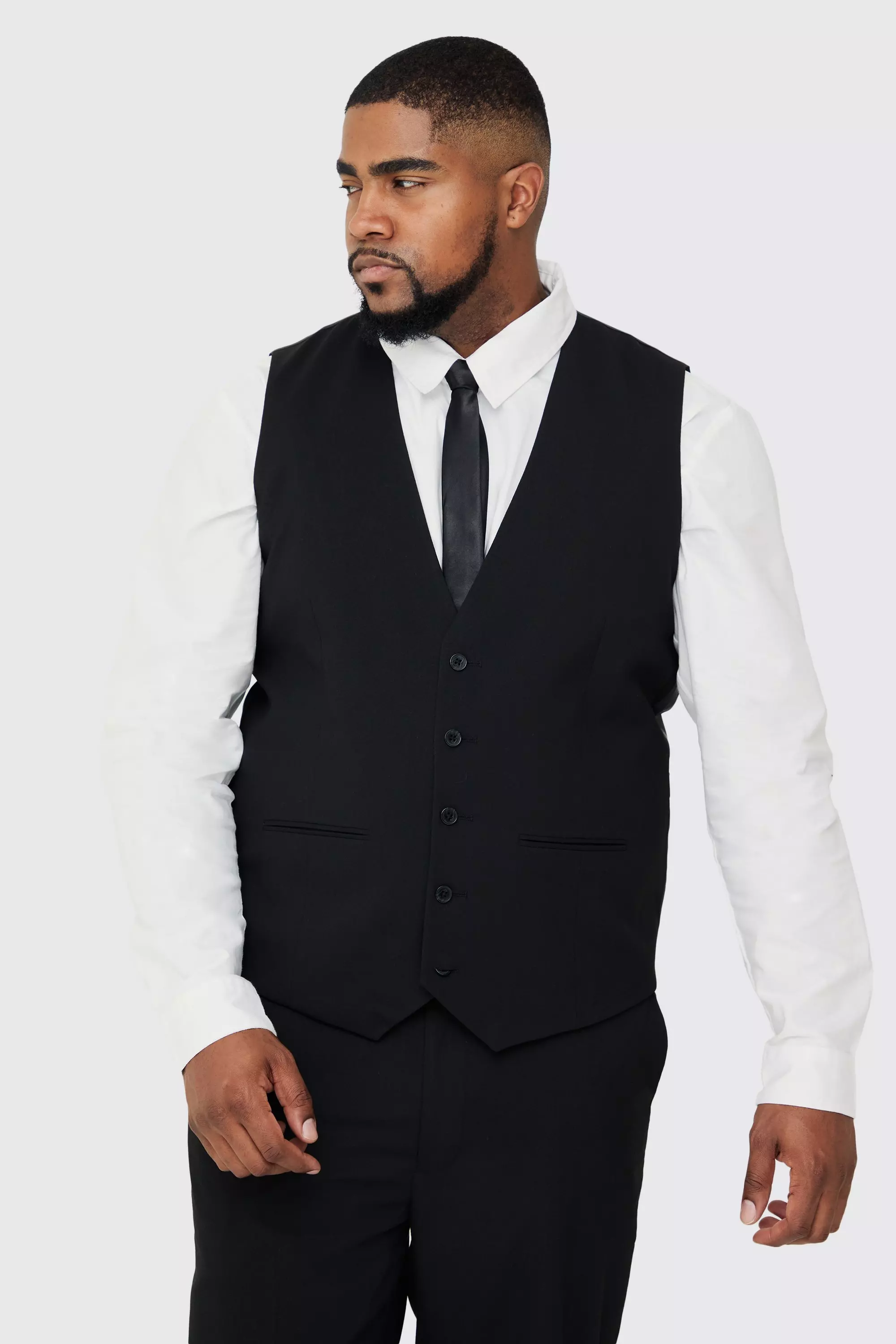 Plus Waistcoat In Black Black