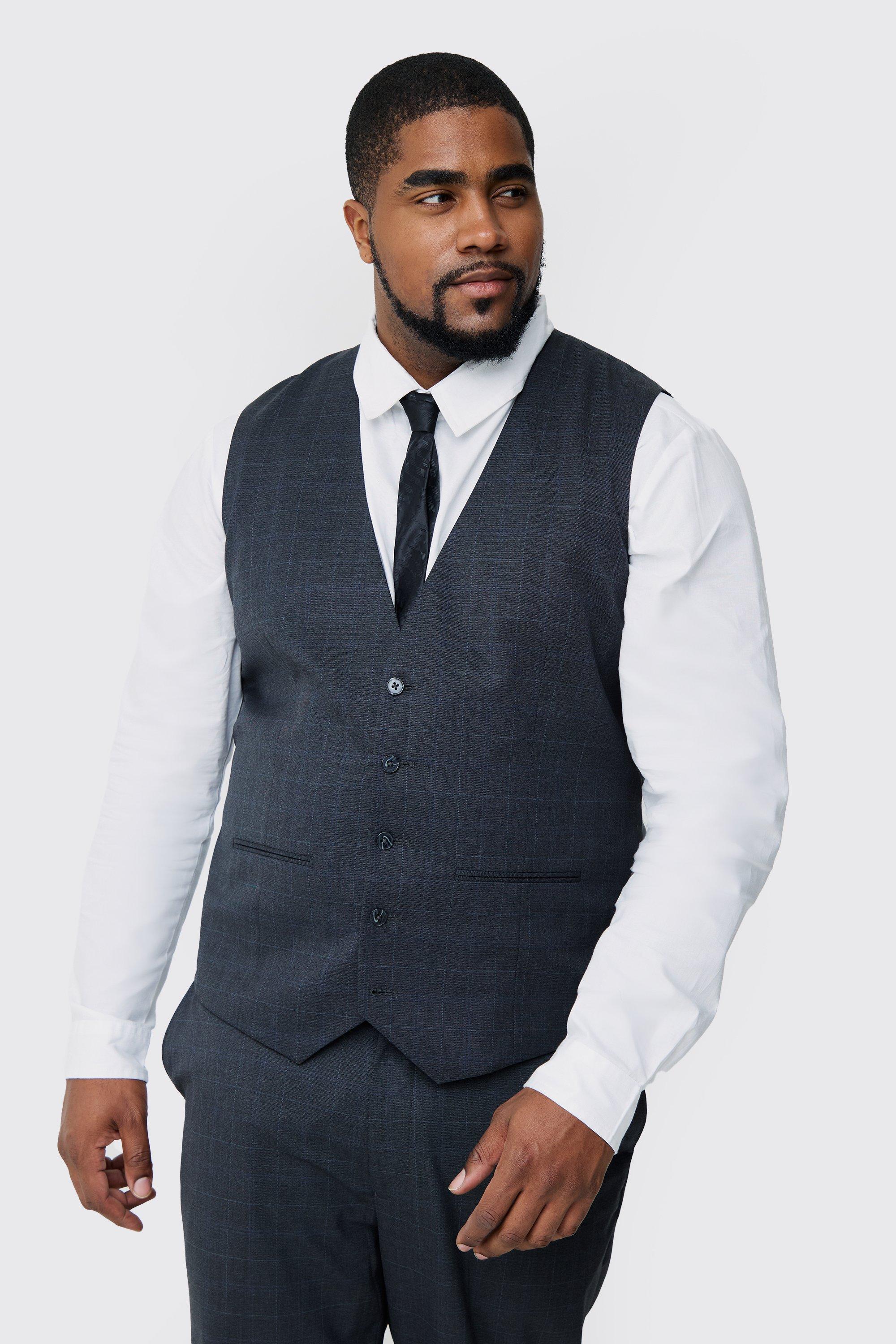 Plus Charcoal Check Waistcoat