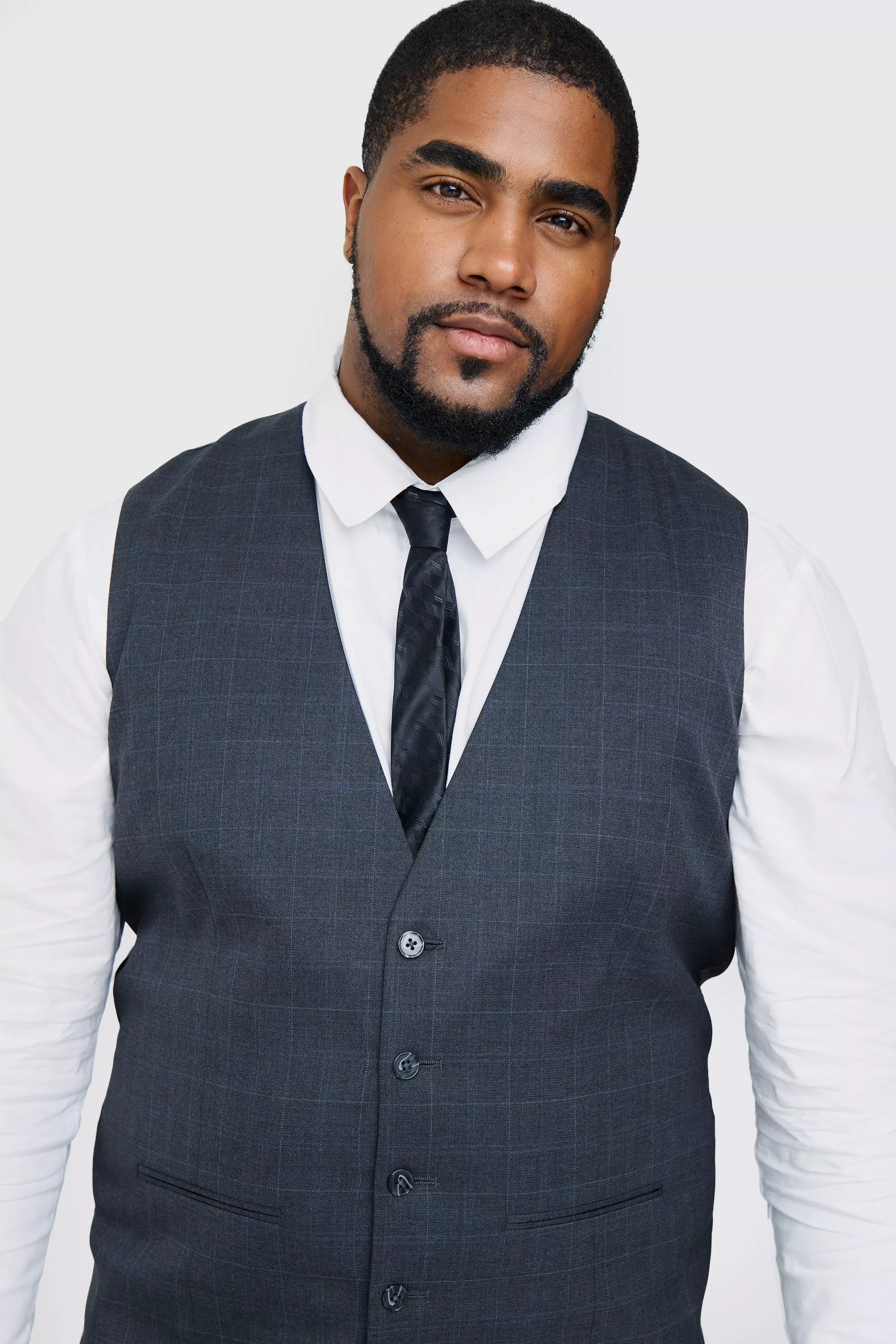 Plus Charcoal Check Waistcoat alternative image