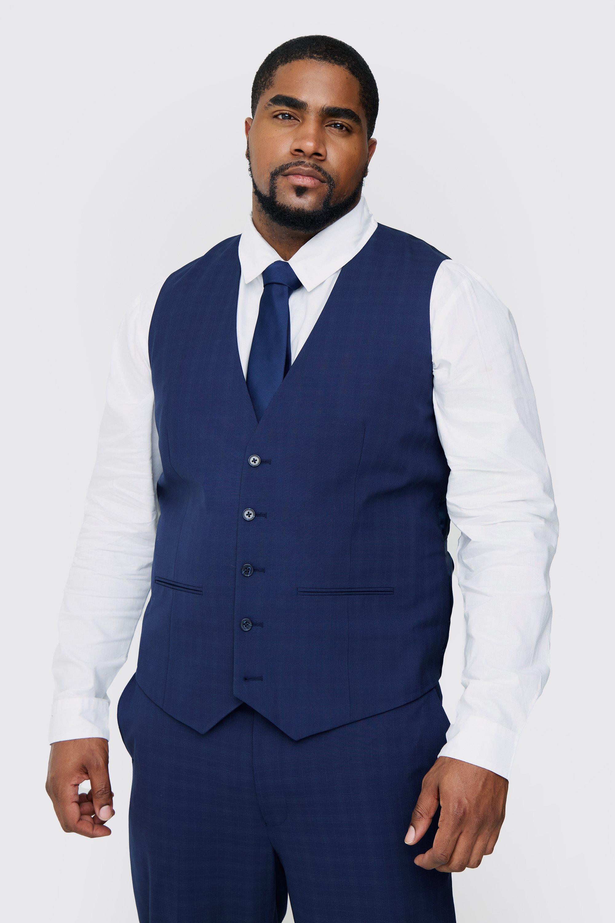 Plus Dark Blue Check Waistcoat