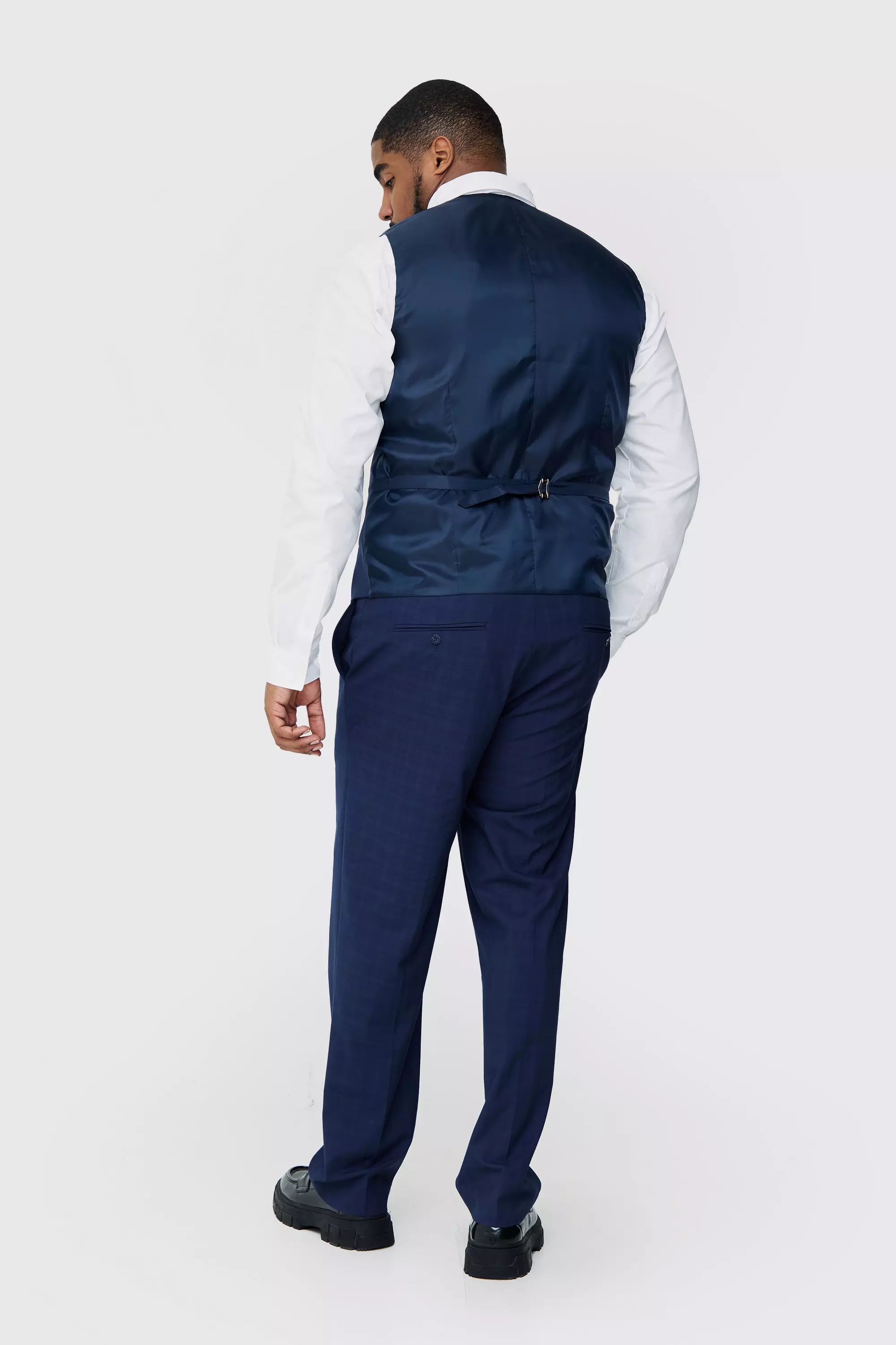 Plus Dark Blue Check Waistcoat alternative image