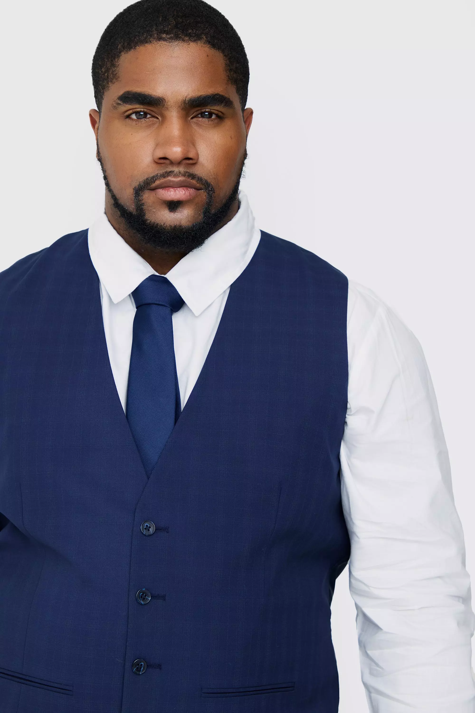Plus Dark Blue Check Waistcoat alternative image