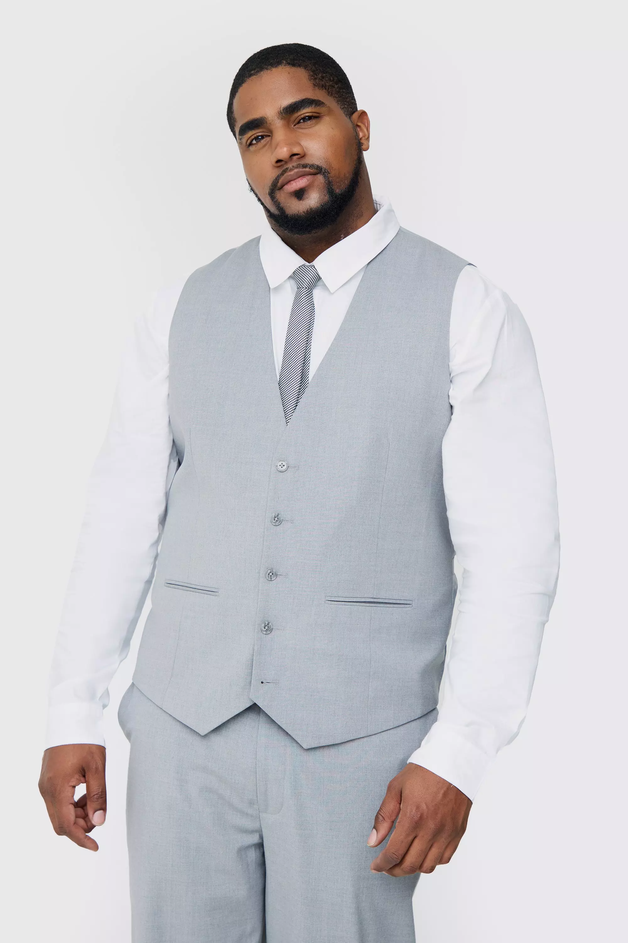 Plus Waistcoat In Grey Grey