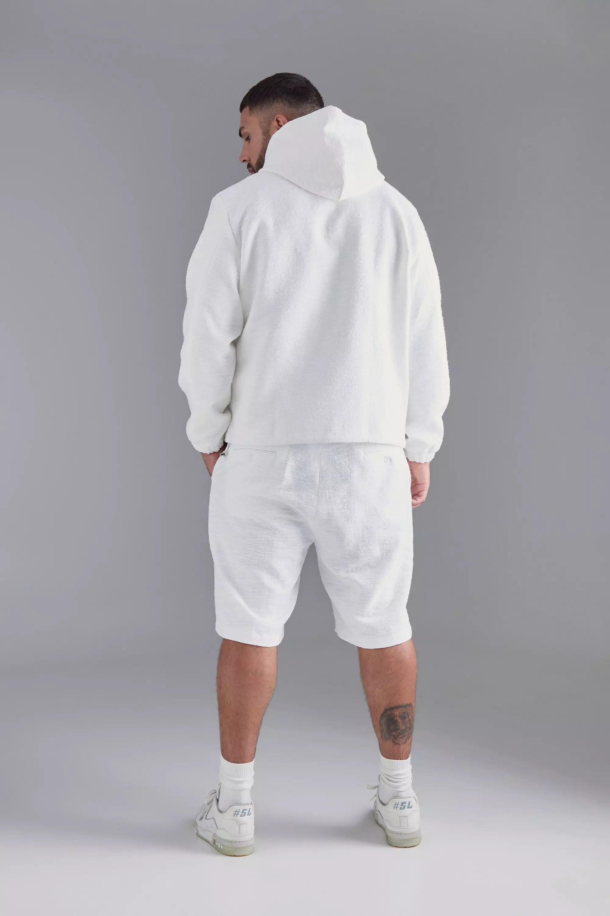 White Plus Textured Jacquard Smart Hooded Jacket alternative image