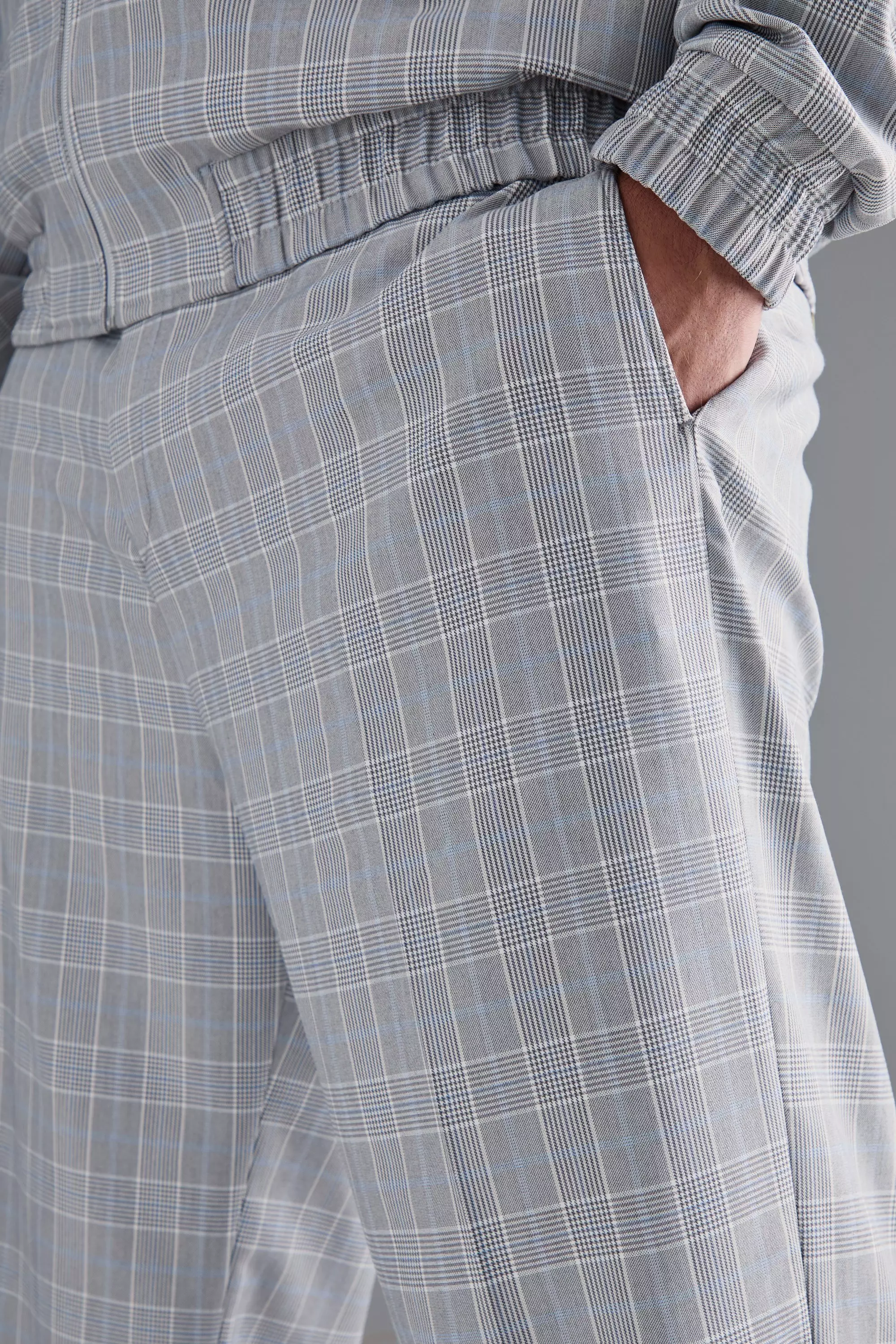 Grande taille - Pantalon large à carreaux, Grey autre image