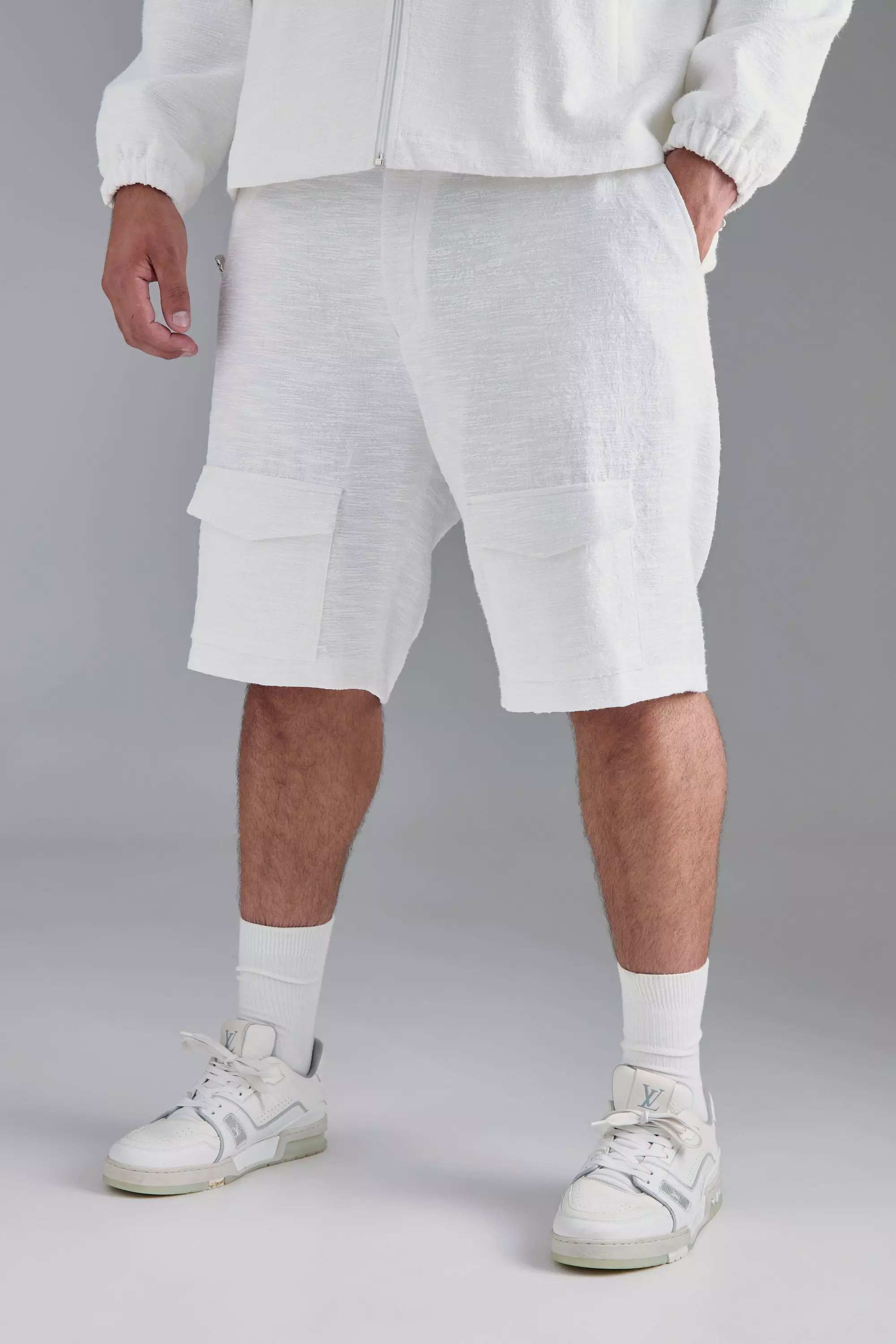 White Plus Textured Jacquard Smart Hooded Jacket alternative image