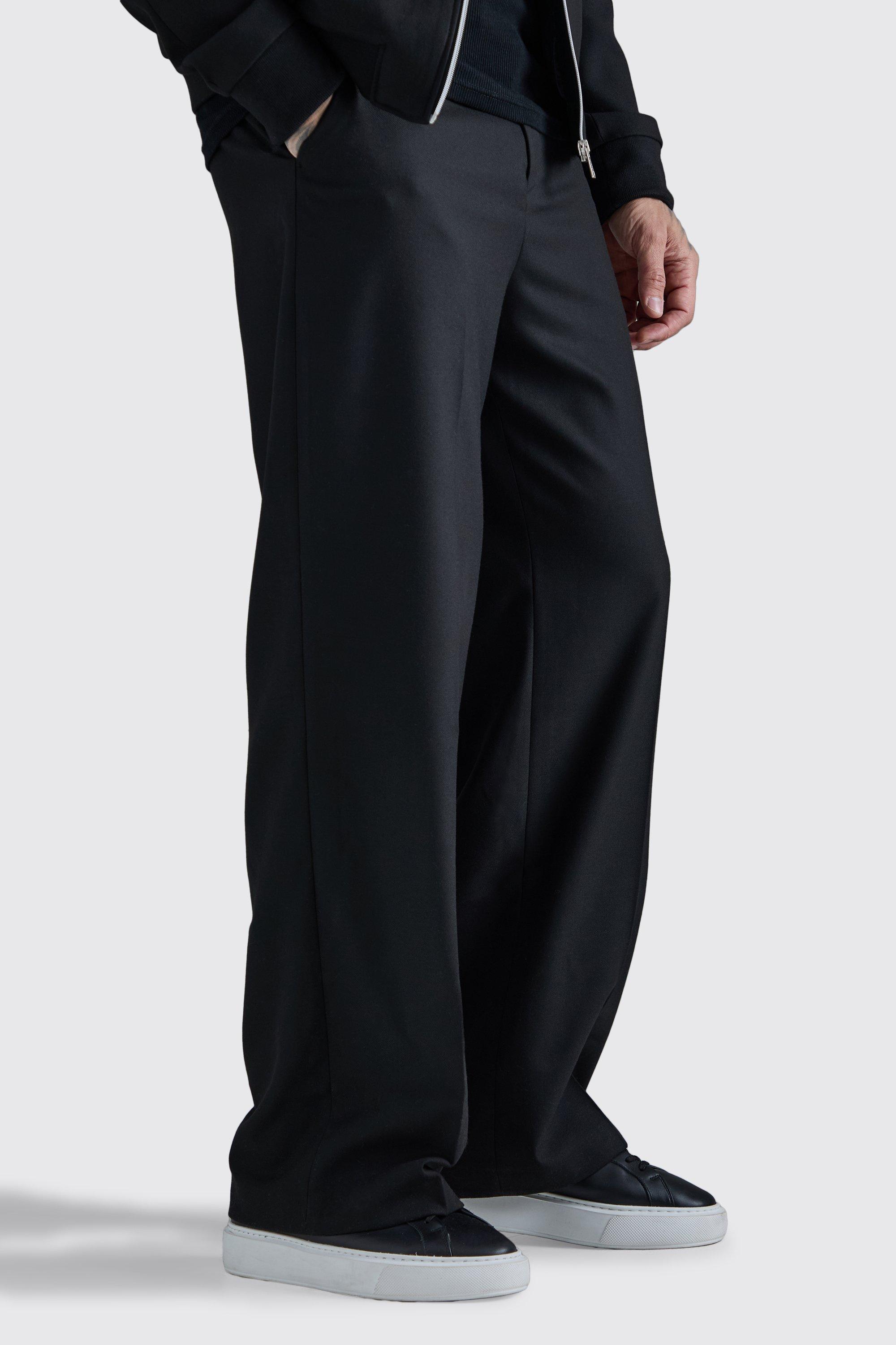 Black Tall Fixed Waist Relaxed Trousers