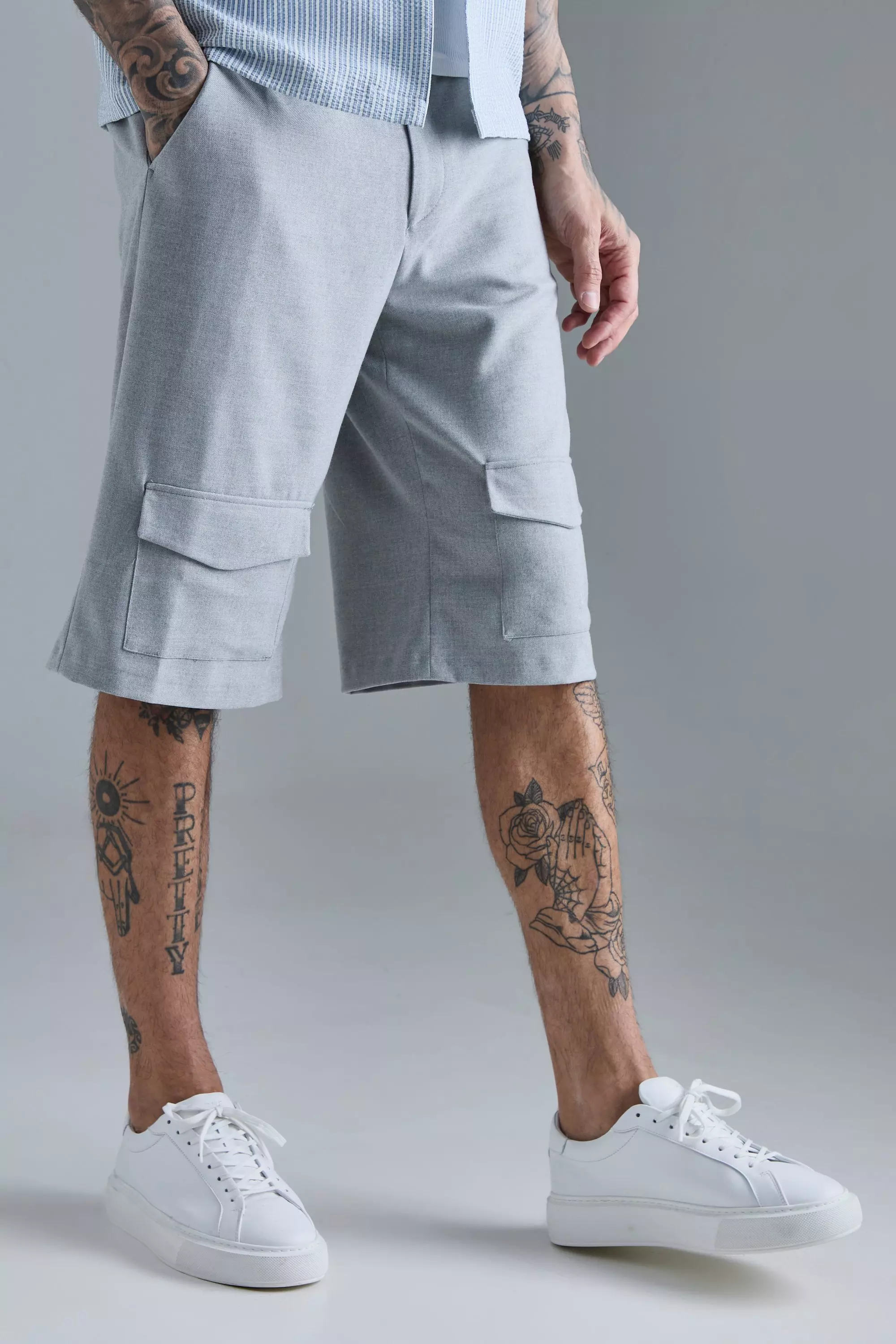 Tall Smart Cargo Shorts Grey