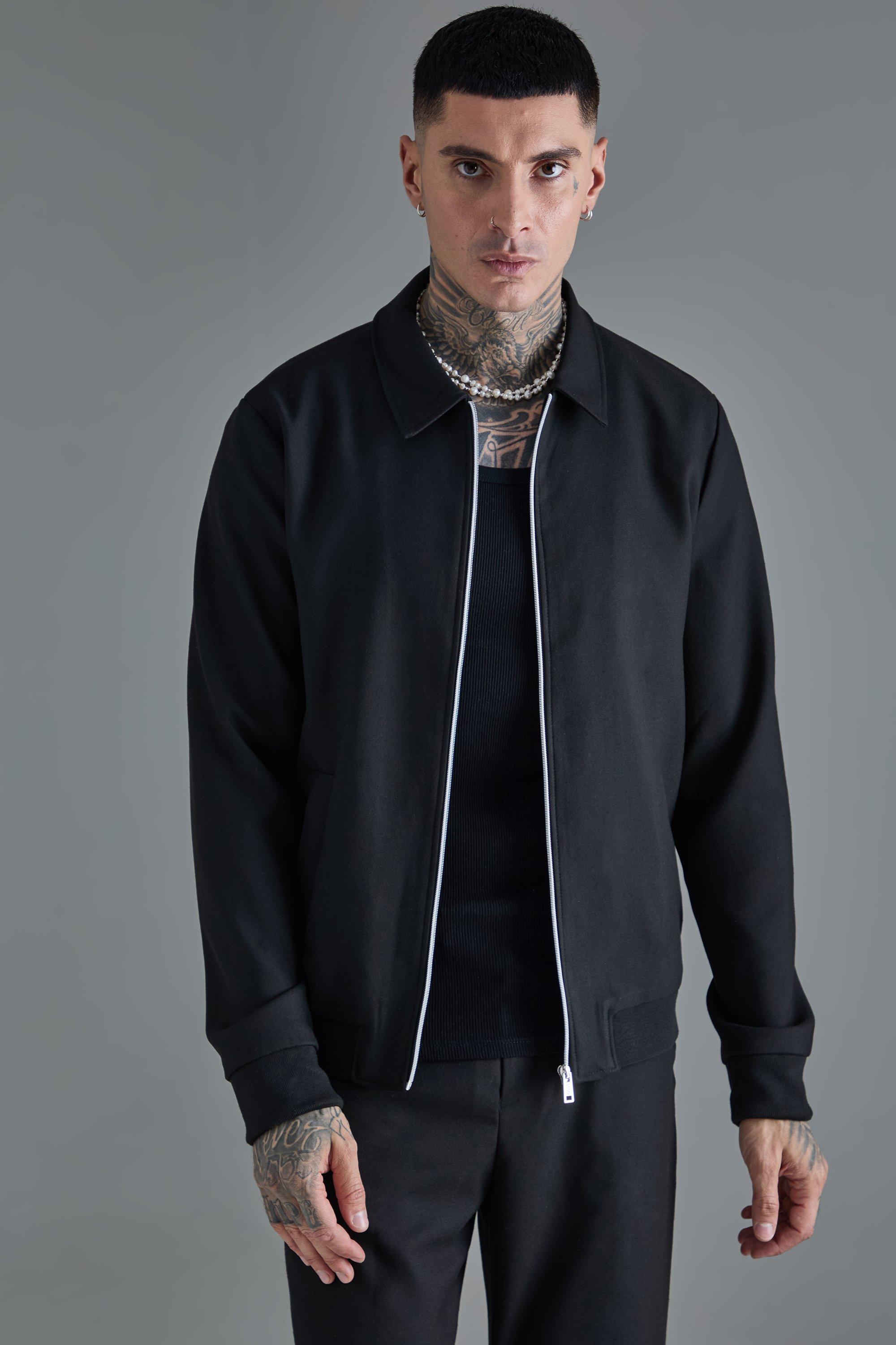 Black Tall Oversized Smart Bomber Jacket