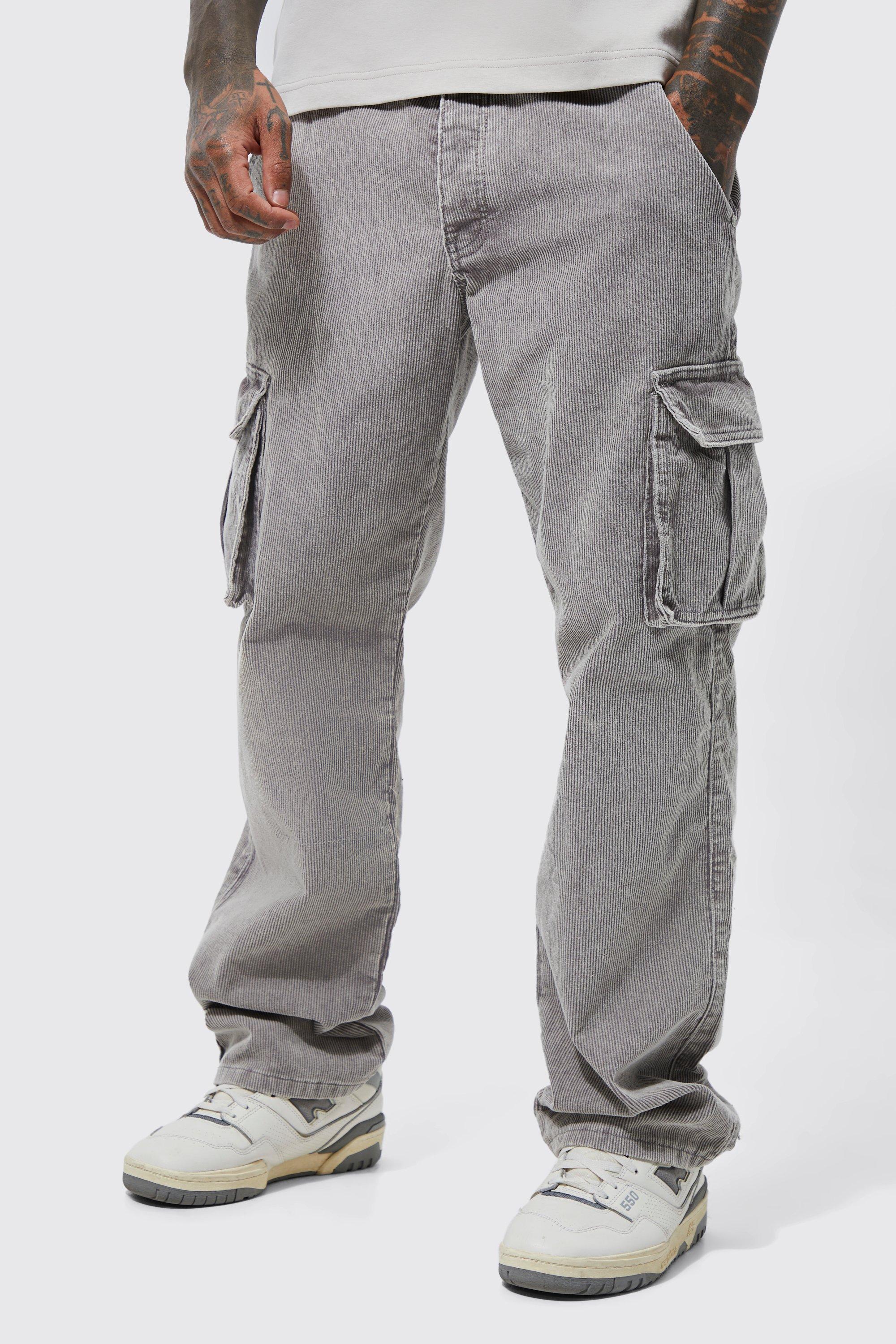 Men's Charcoal Cargo Pants | boohooMAN USA