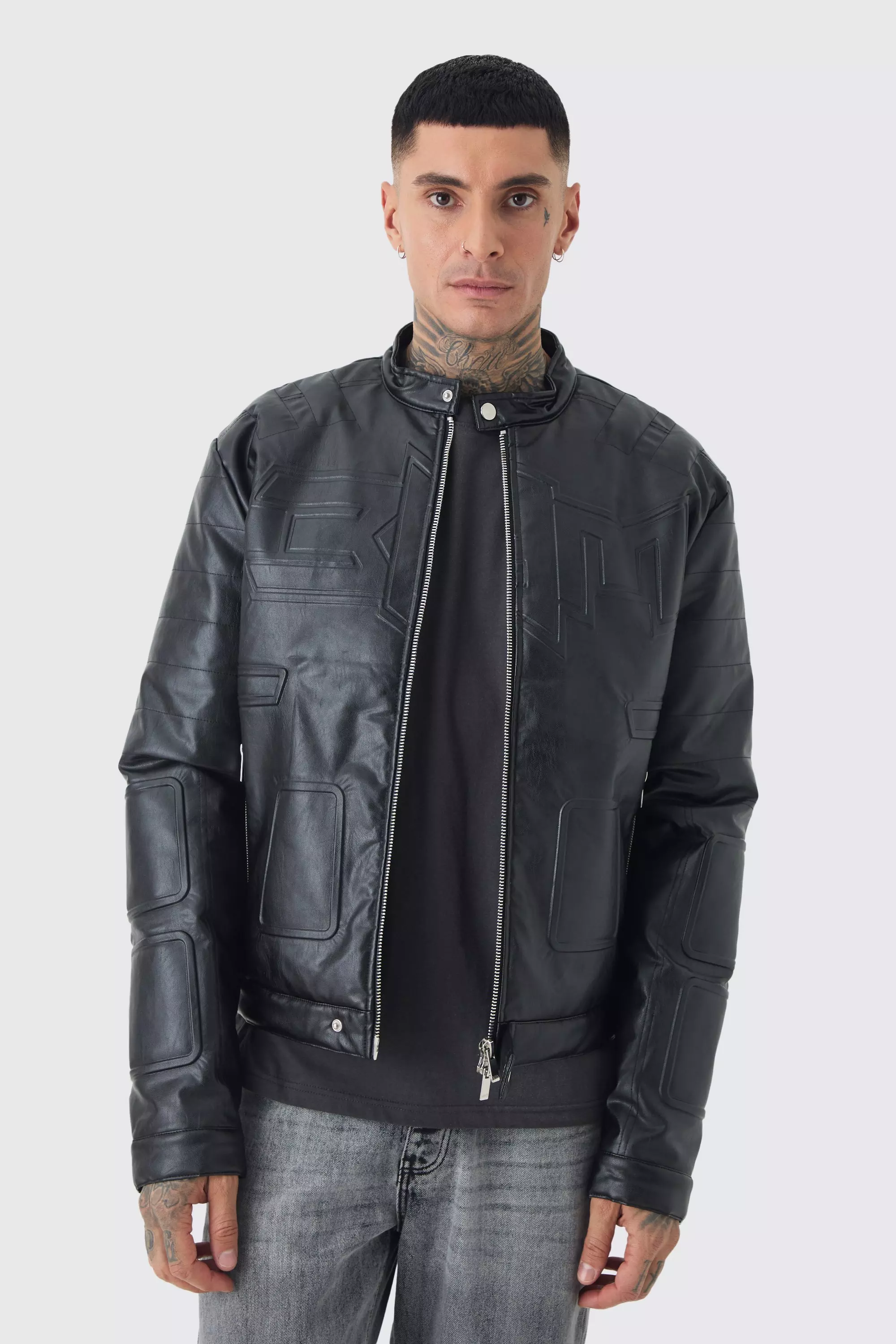 Tall - Veste biker oversize sans col , Black autre image