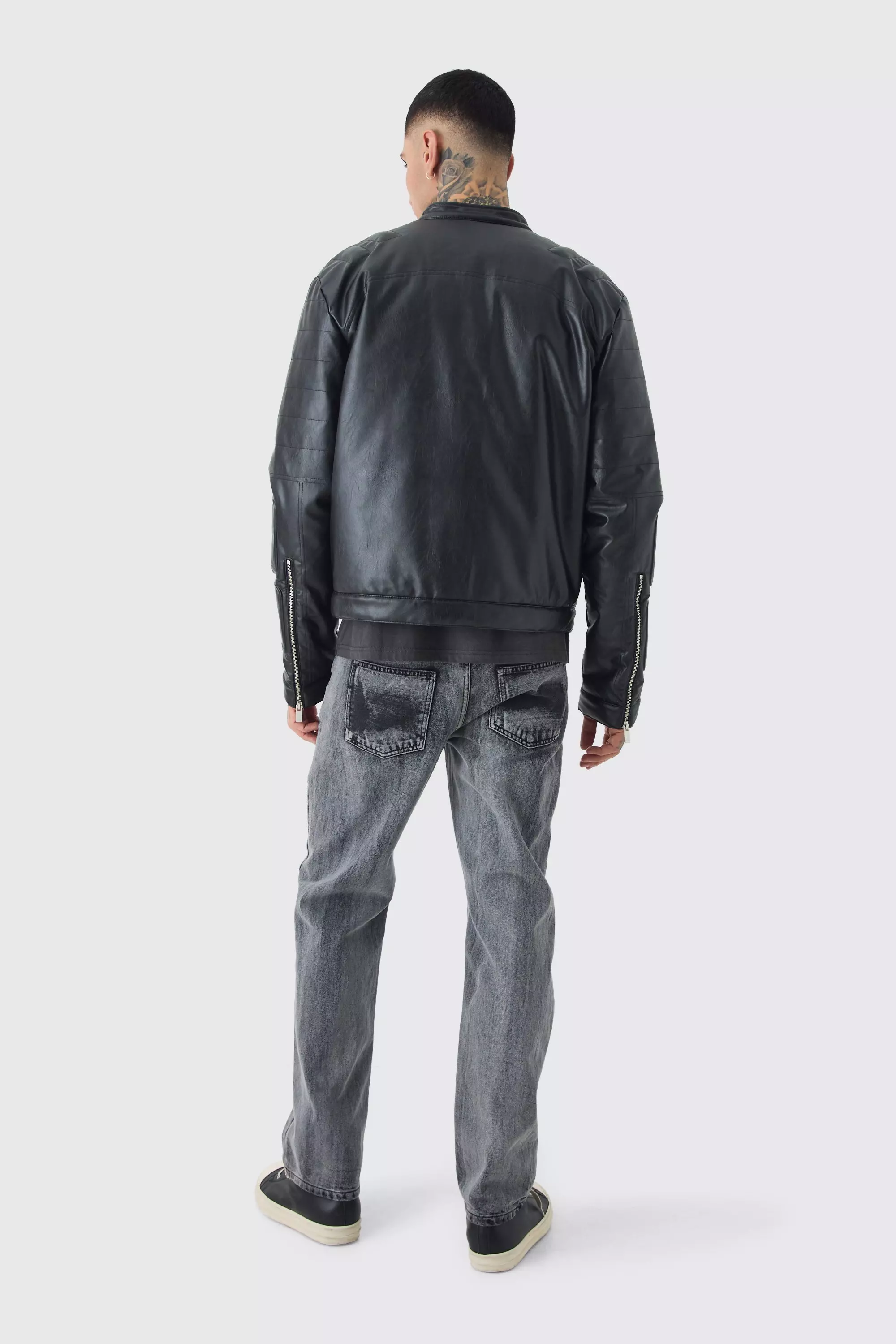 Tall - Veste biker oversize sans col , Black autre image
