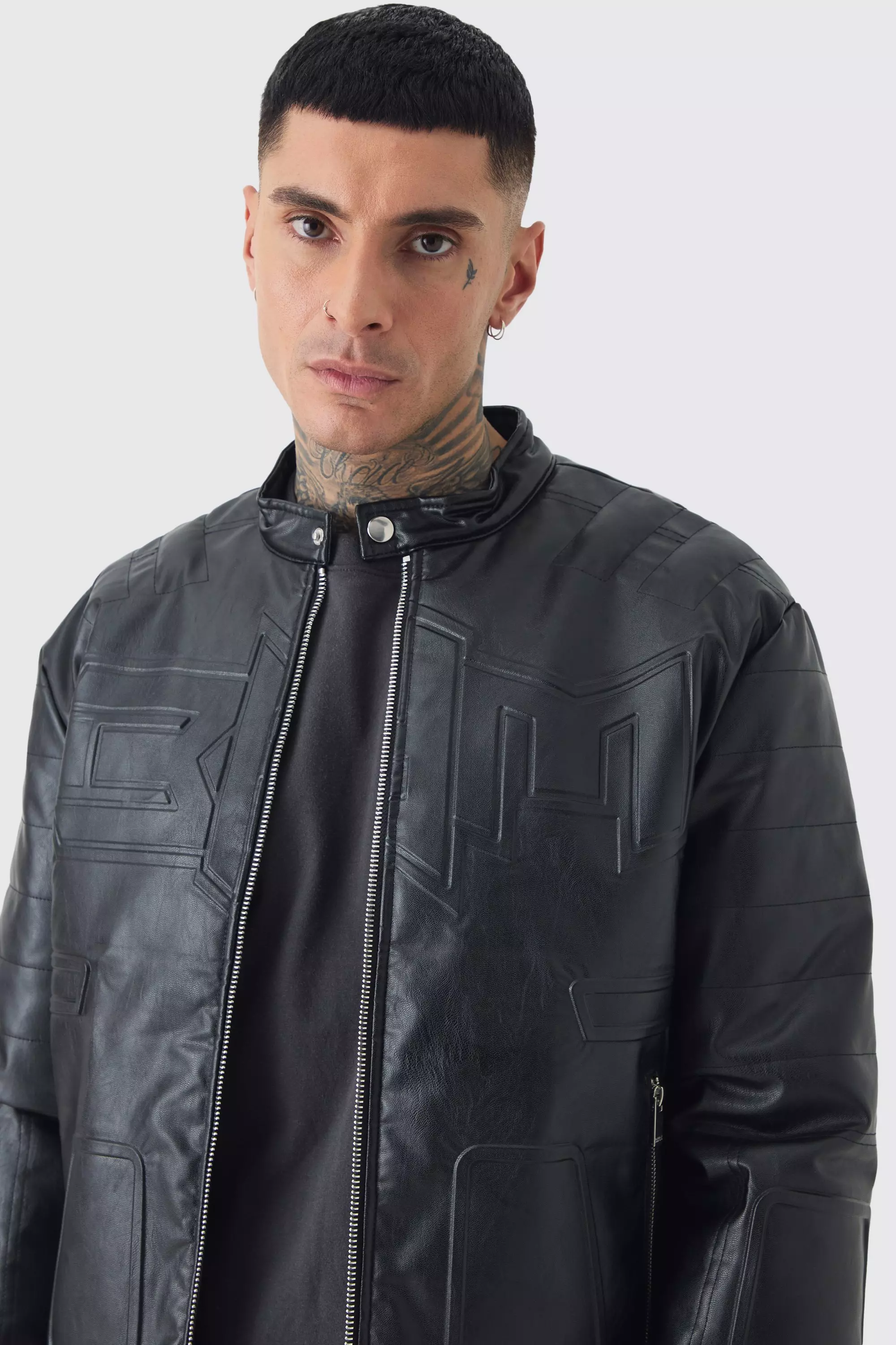 Tall - Veste biker oversize sans col , Black autre image