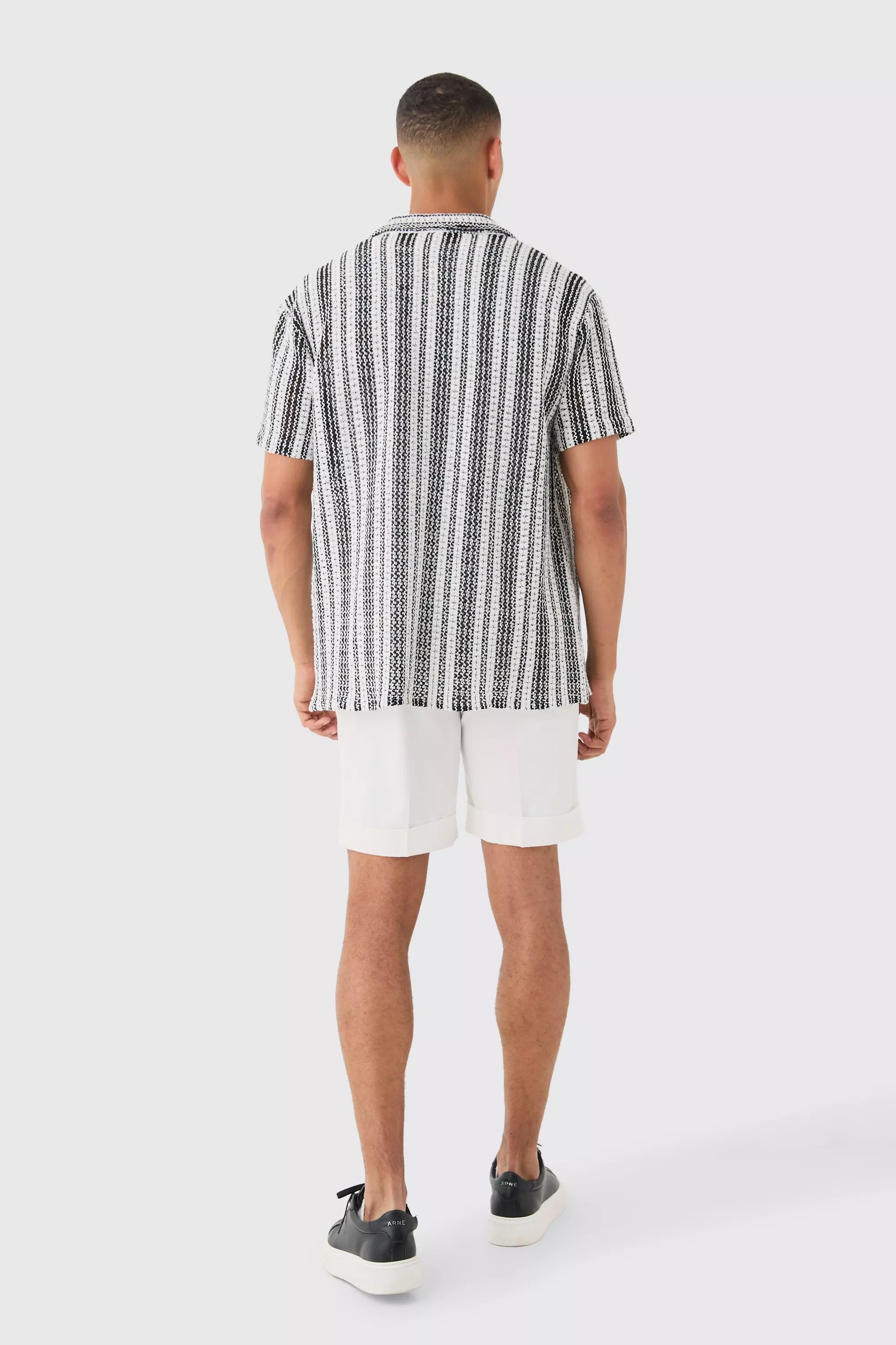 Chemise oversize rayée en maille, Black autre image