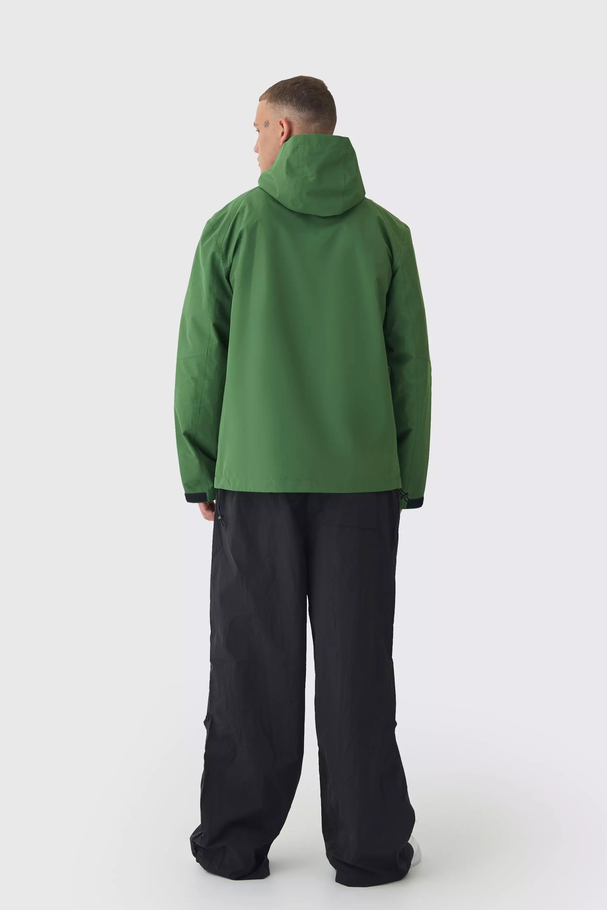 Tall Double Zip Hooded Windbreaker In Khaki alternative image