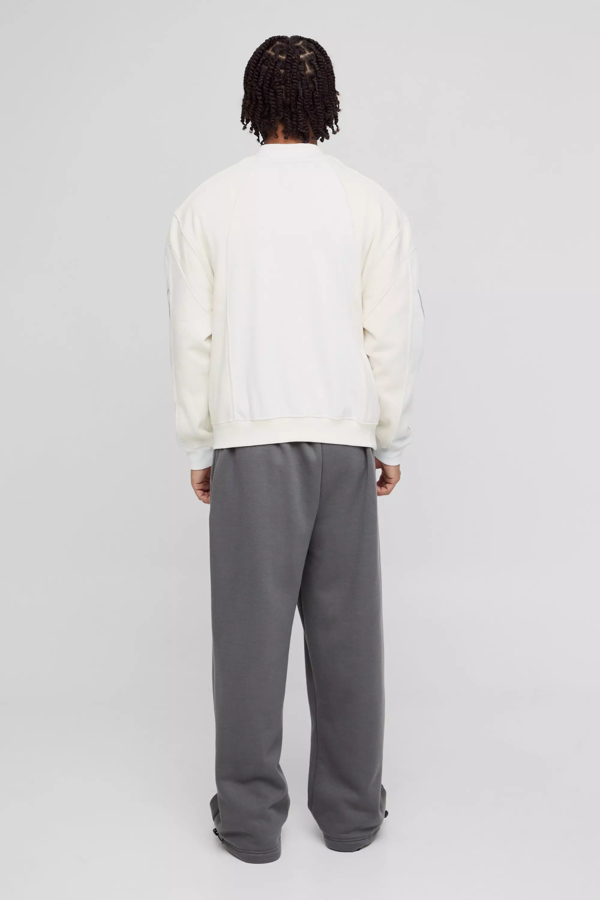 Giacca Squadrata Oversize In Jersey Da Moto, White immagine alternativa