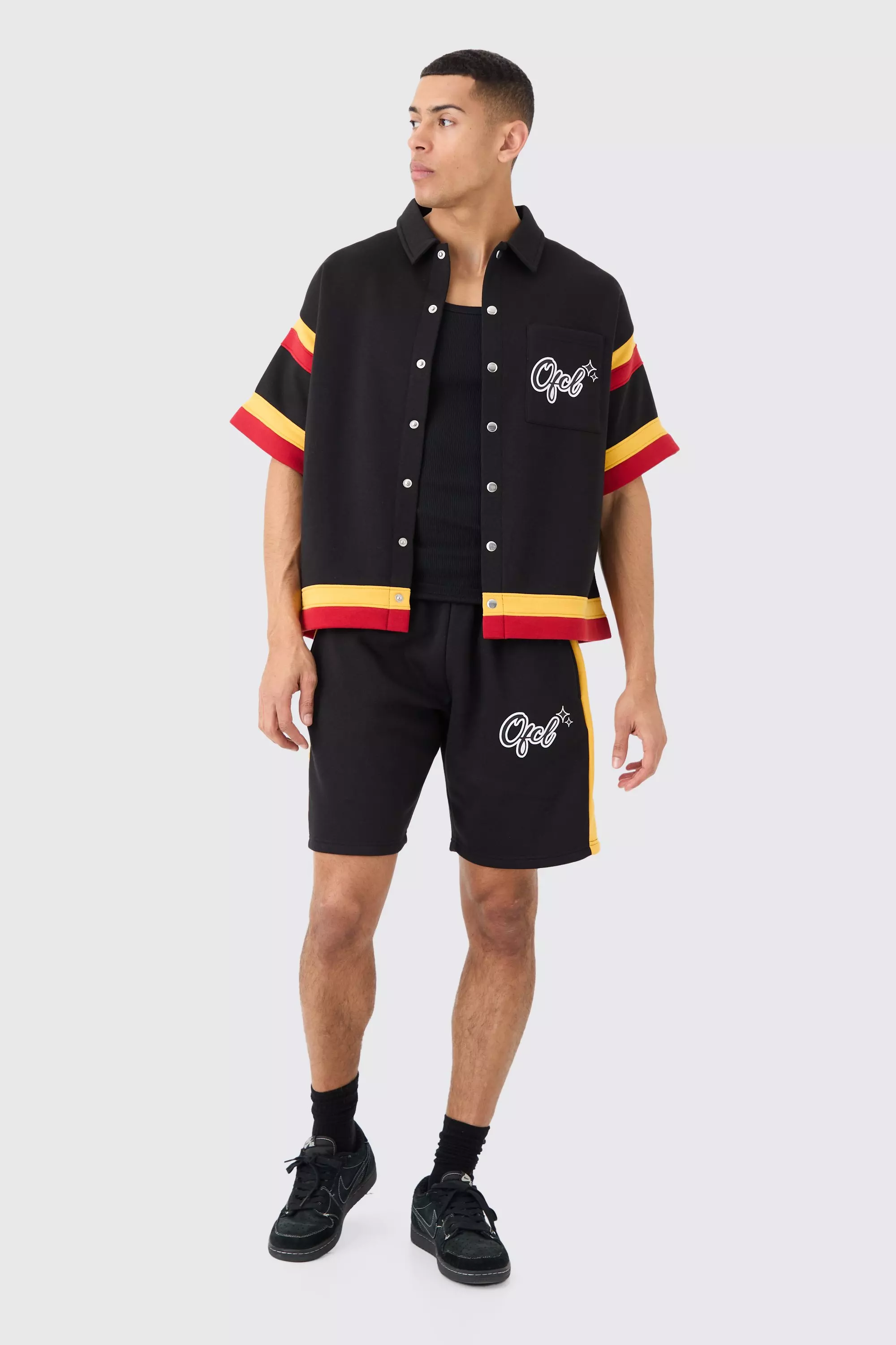 OFCL Baseball Shirt And Shorts Set Black