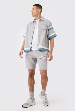 Grey Ofcl Baseball Shirt And Shorts Set