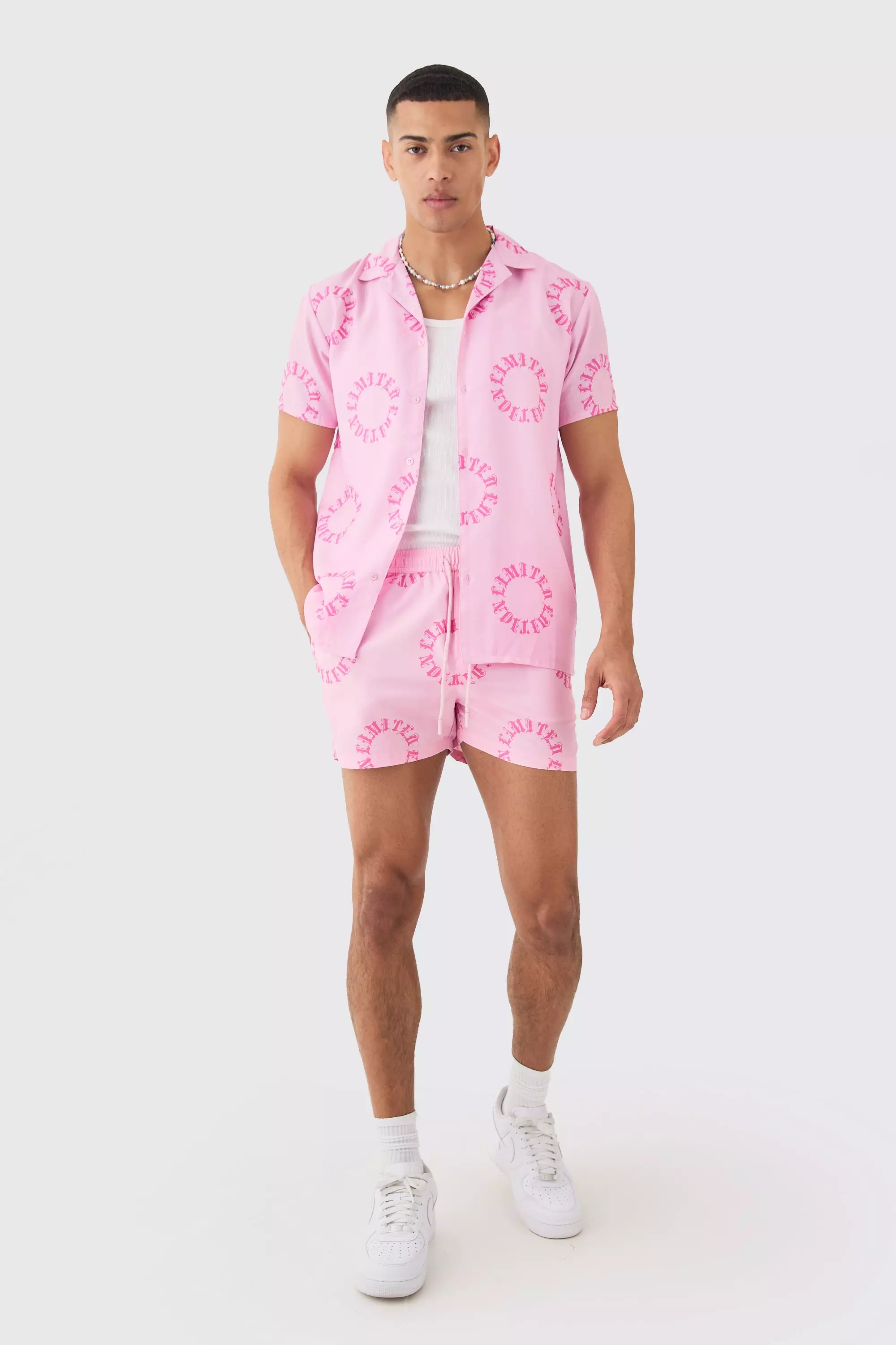 Pink Worldwide Regular Fit Overhemd En Zwembroek Set alternatieve afbeelding