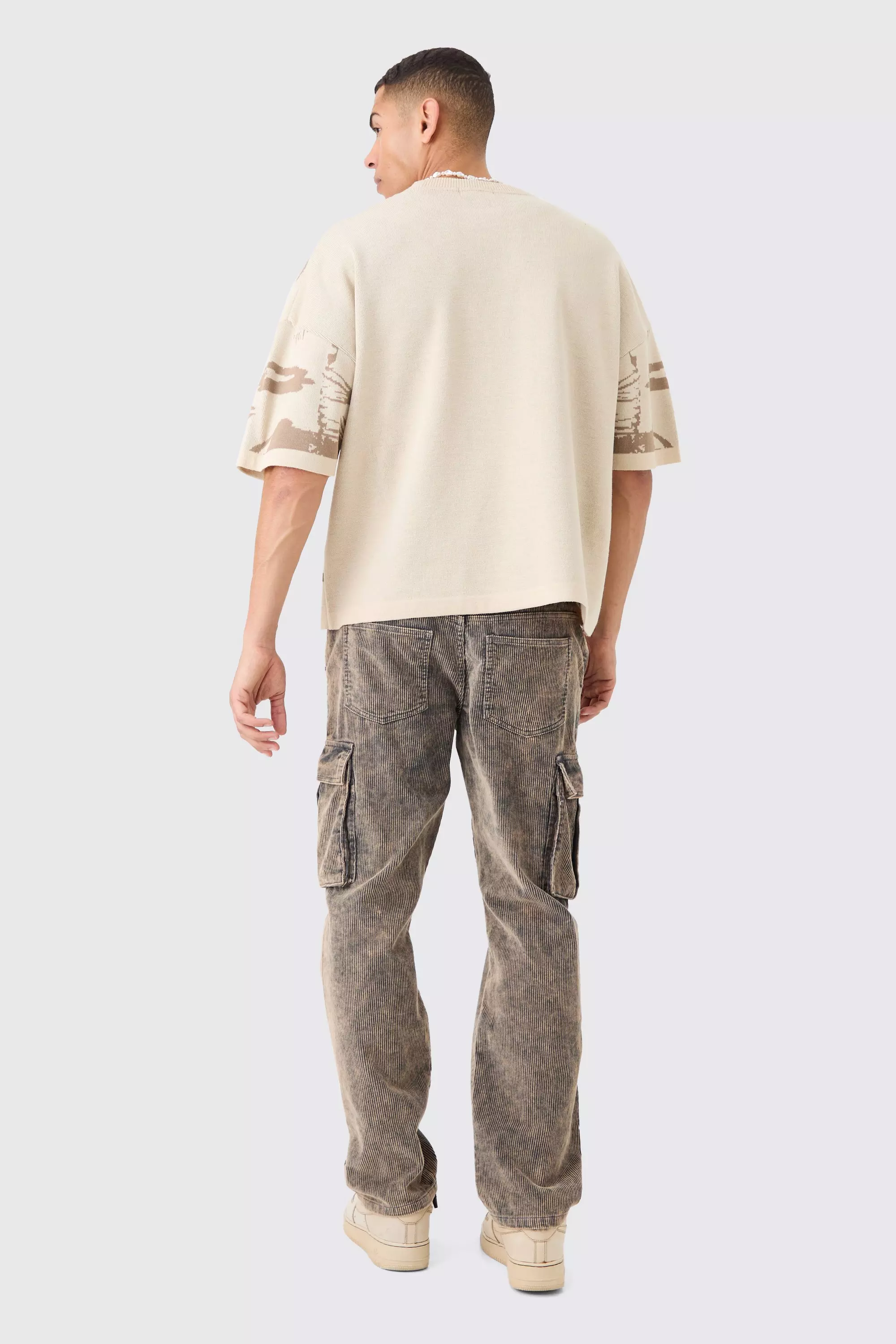 Stone Oversized Tonal Scenic Drawing Knitted T-shirt alternative image
