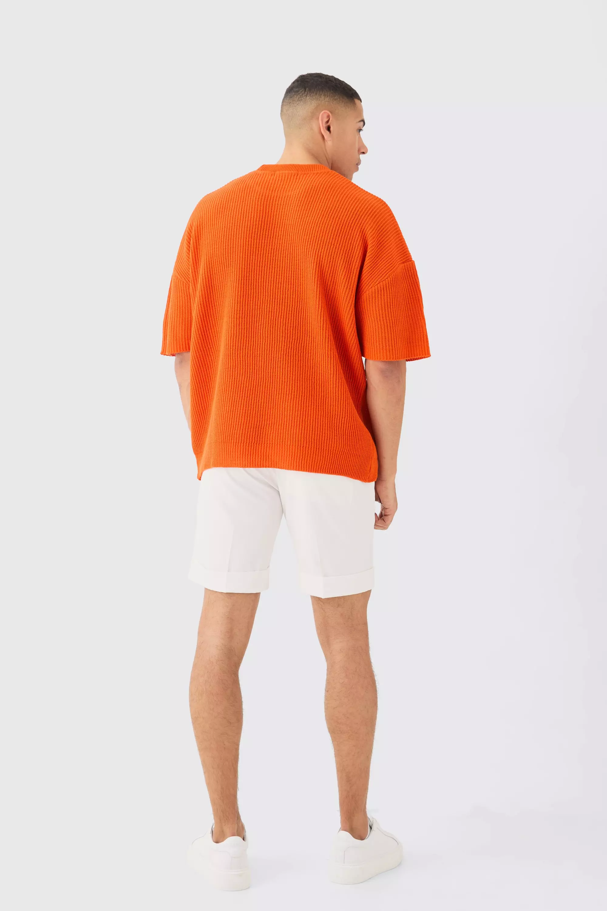 Oversized Ribbed Knit T-shirt | boohooMAN USA