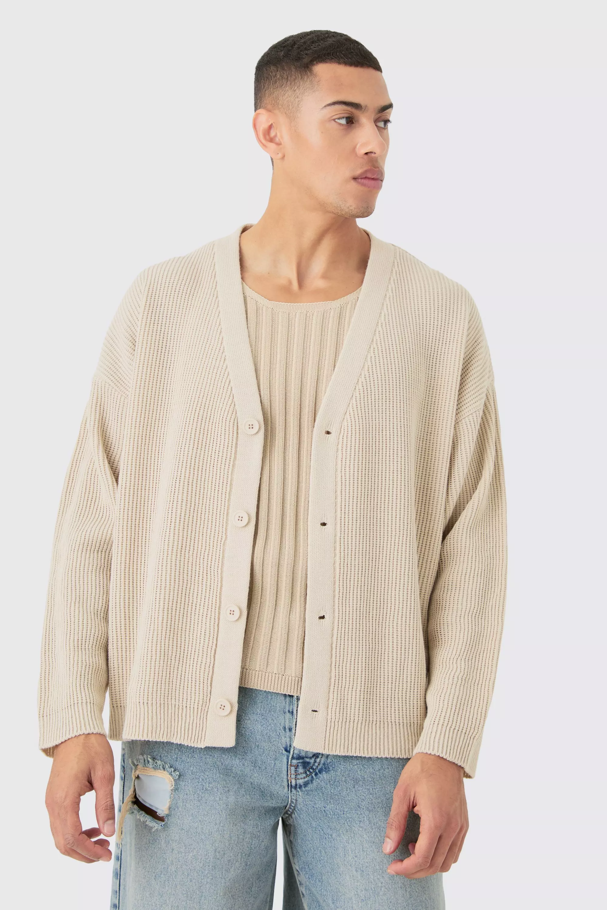 Oversized rib knit cardigan hotsell