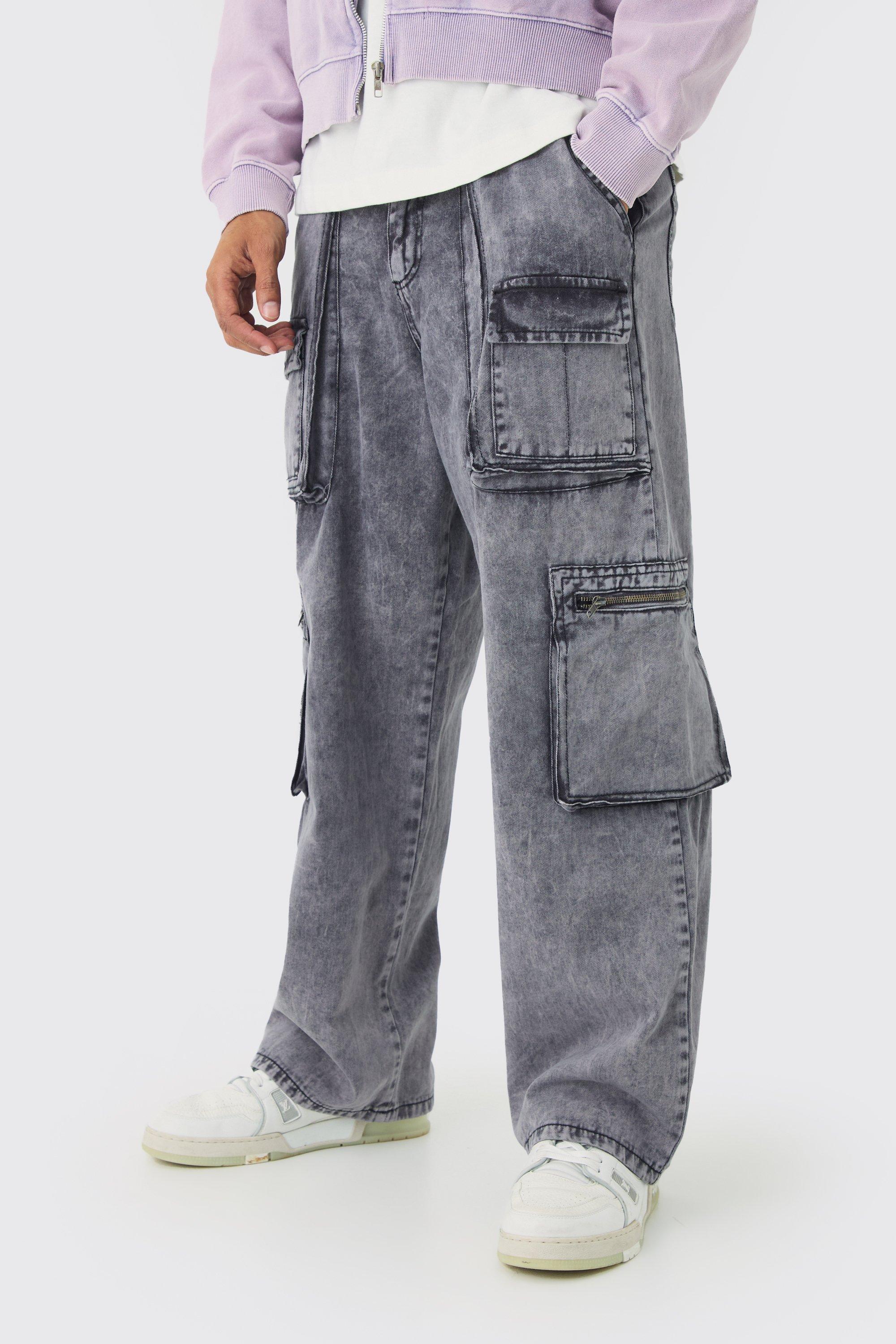 Men's Charcoal Cargo Pants | boohooMAN USA