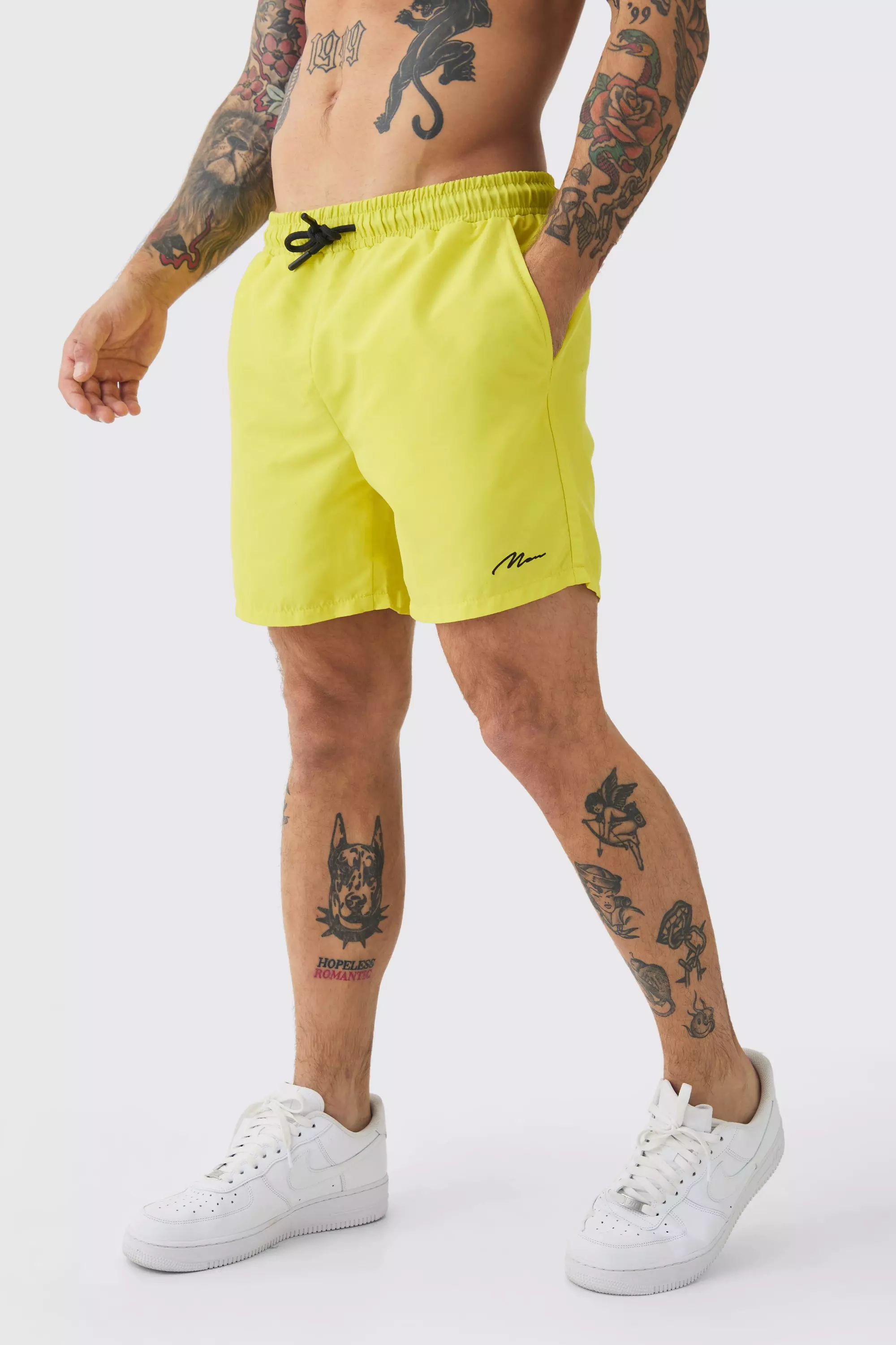 Short de bain mi-long à logo - MAN, Neon-yellow autre image