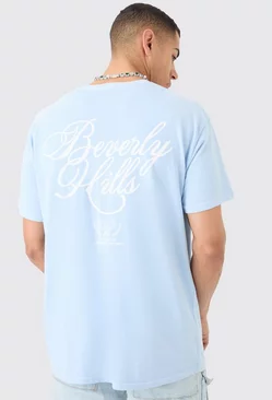 Blue Oversized Beverly Hills Washed T-shirt
