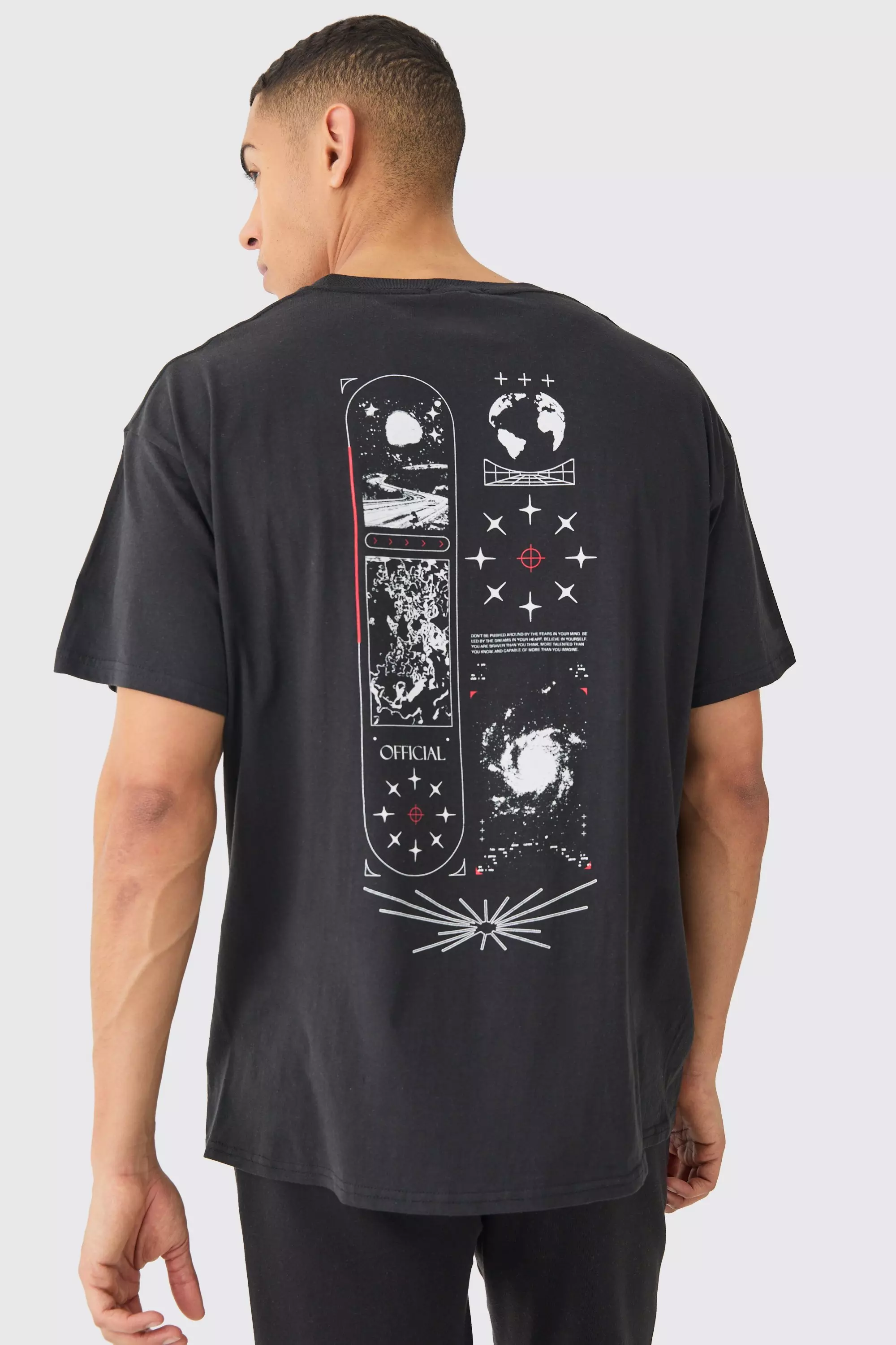 Oversized Space Graphic T-shirt Black