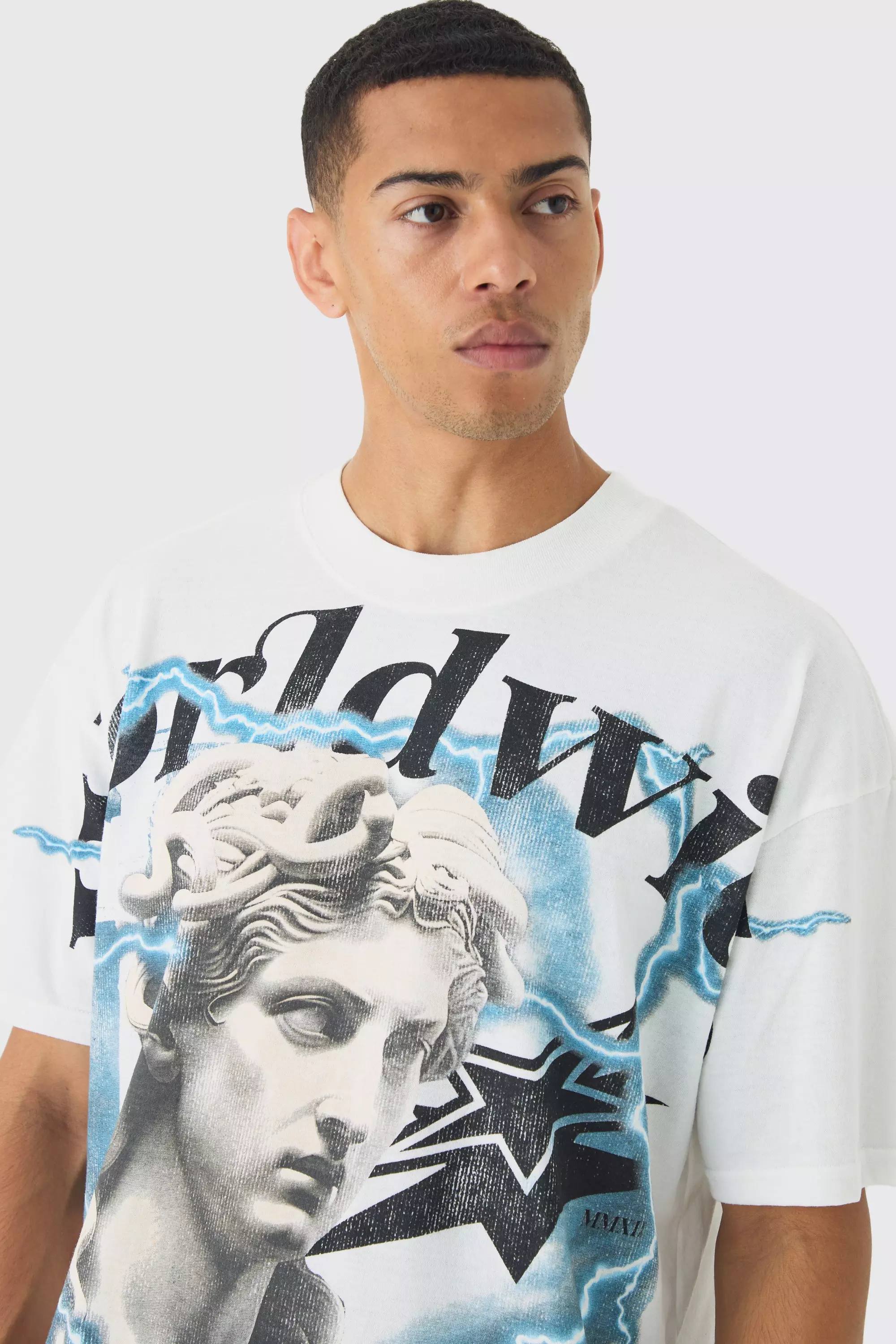 Tシャツ・カットソー [RUSTIC REVERIE] Thread of Me Oversized T shirts [White] Oversized Renaissance Over Seams T-shirt | boohooMAN USA