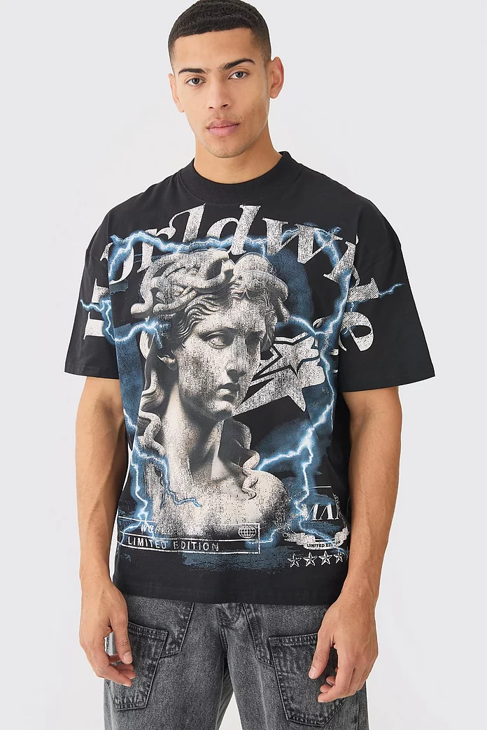 Oversized Renaissance Over Seams T-shirt | boohooMAN USA Oversized Renaissance Over Seams T-shirt | boohooMAN USA