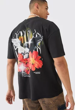 Oversized Floral Renaissance T-shirt Black