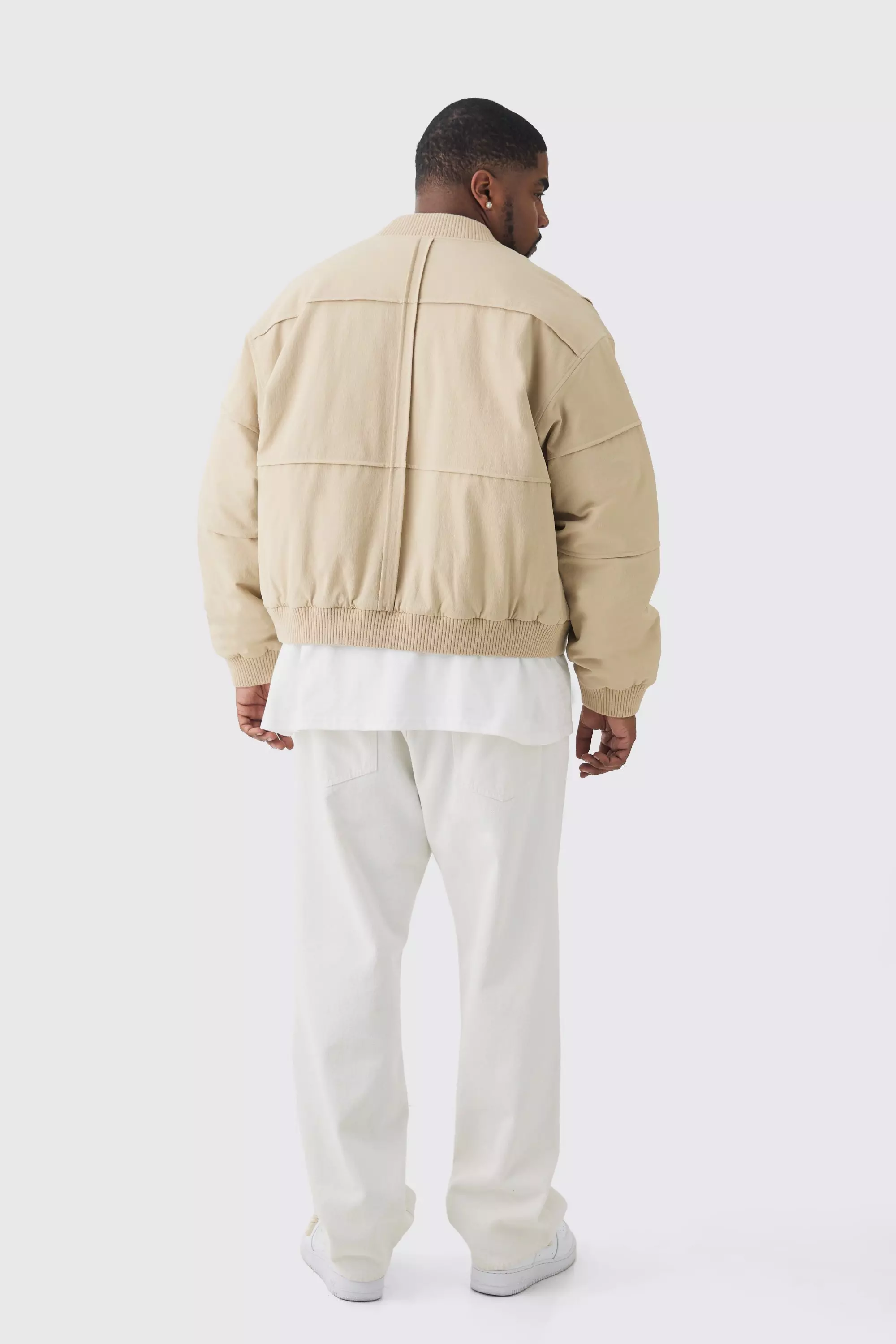 Grande taille - Bomber oversize matelassé, Stone autre image