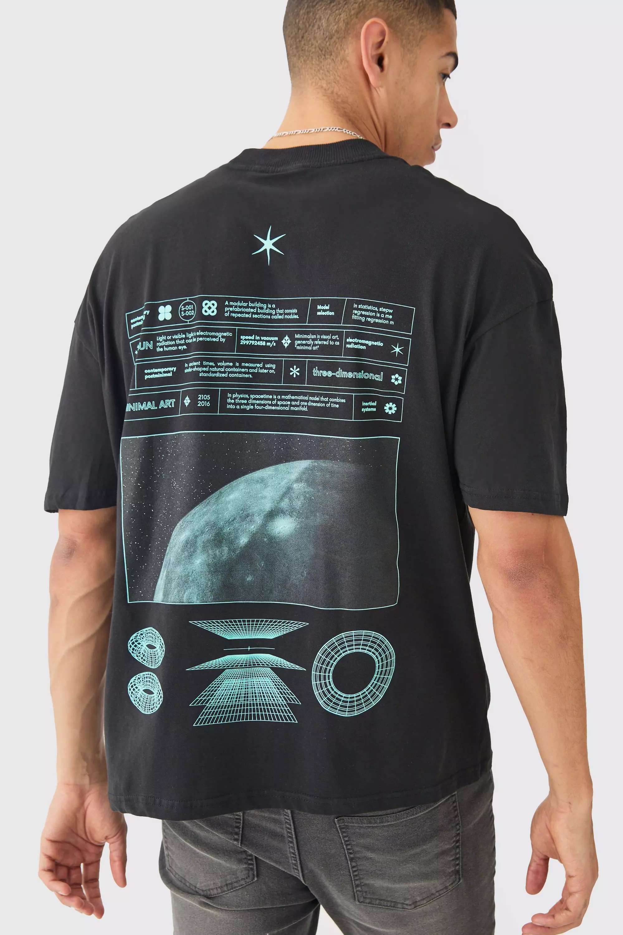 Black Oversized Space Graphic T-shirt