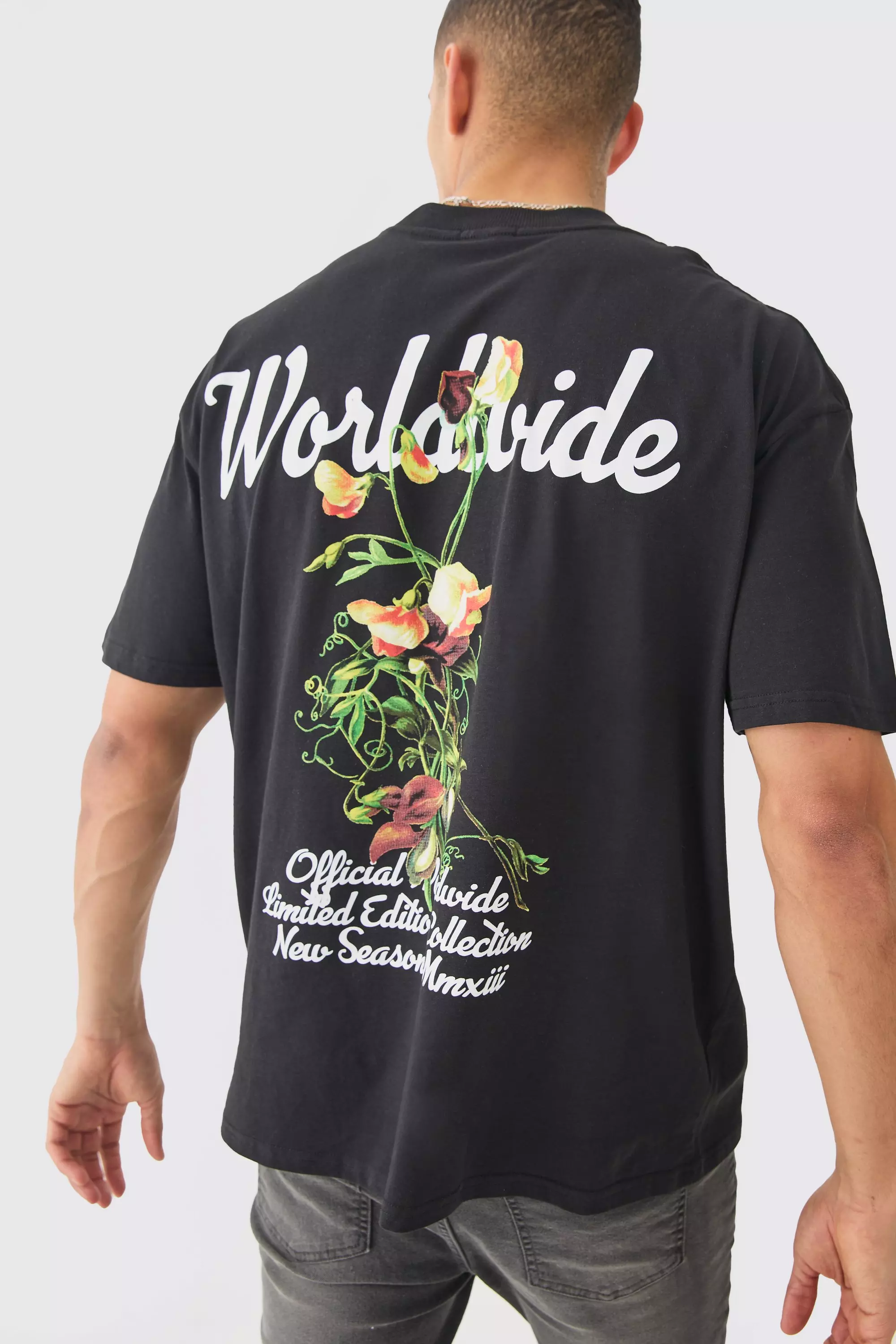 Oversized Worldwide Floral T-shirt Black