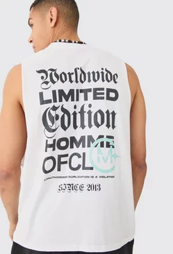 White Oversized Limited Edition Text Tank