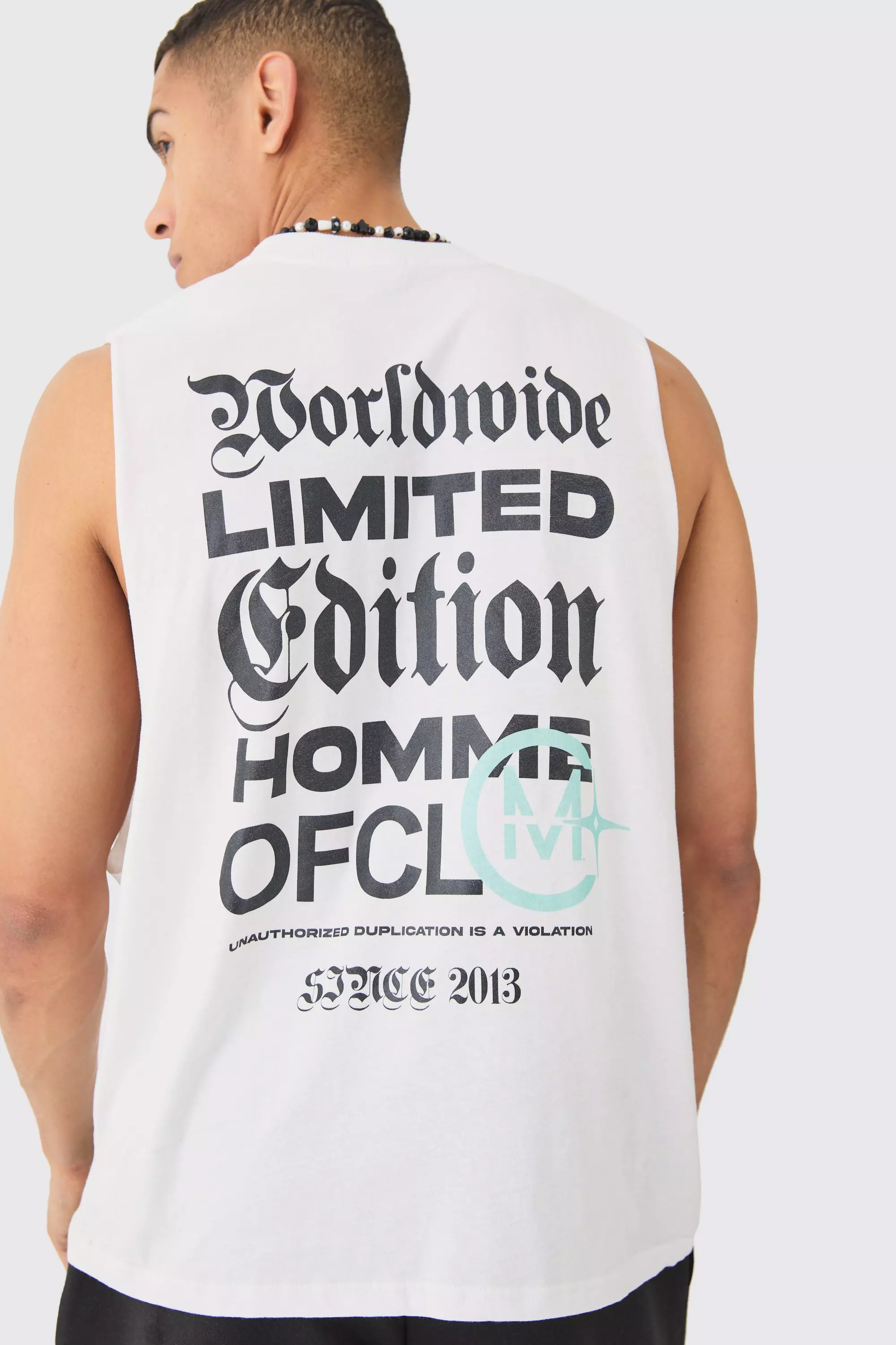 Oversized Limited Edition Text Tank White