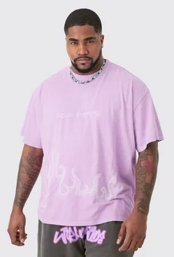 Plus Oversized Pour Homme Printed T-shirt In Pink Pink