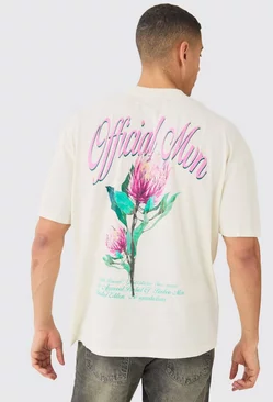 Oversized Official Man Floral T-shirt Ecru