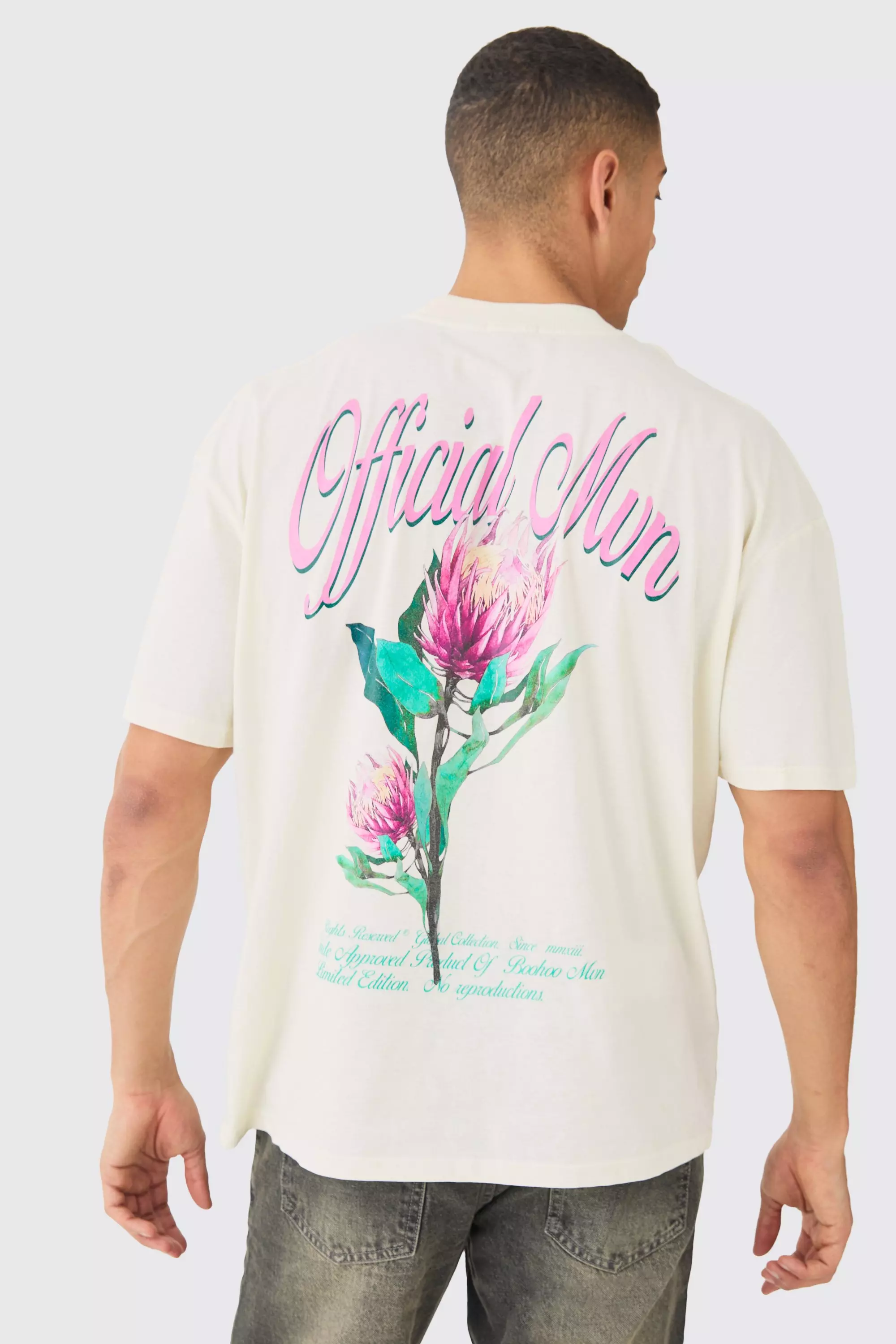 Oversized Official Man Floral T-shirt Ecru