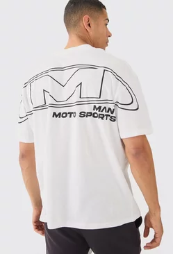 White Oversized Over Seams Moto Sport T-shirt