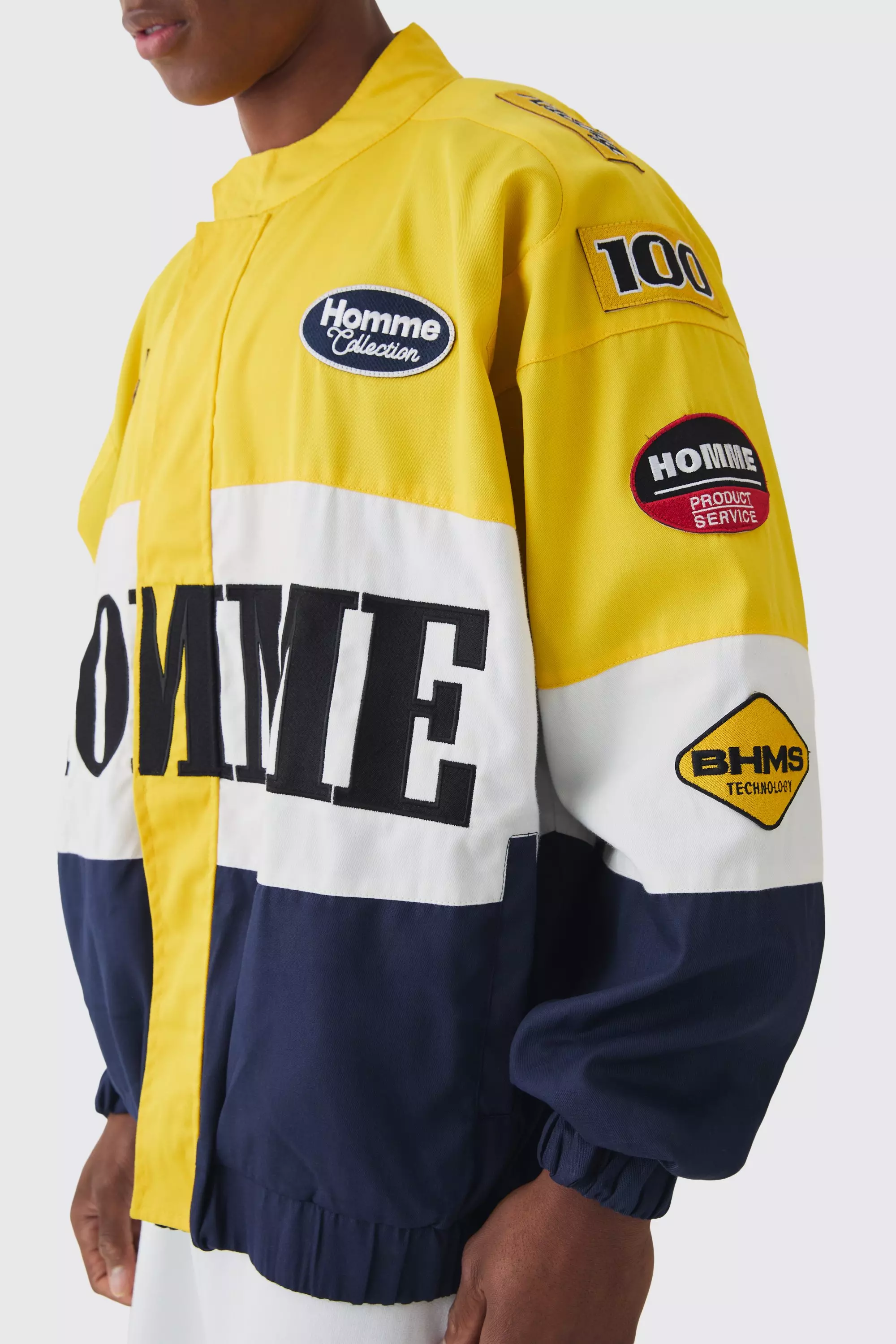 Oversize Homme Twill Moto-Jacke in Gelb, Yellow alternatives Bild
